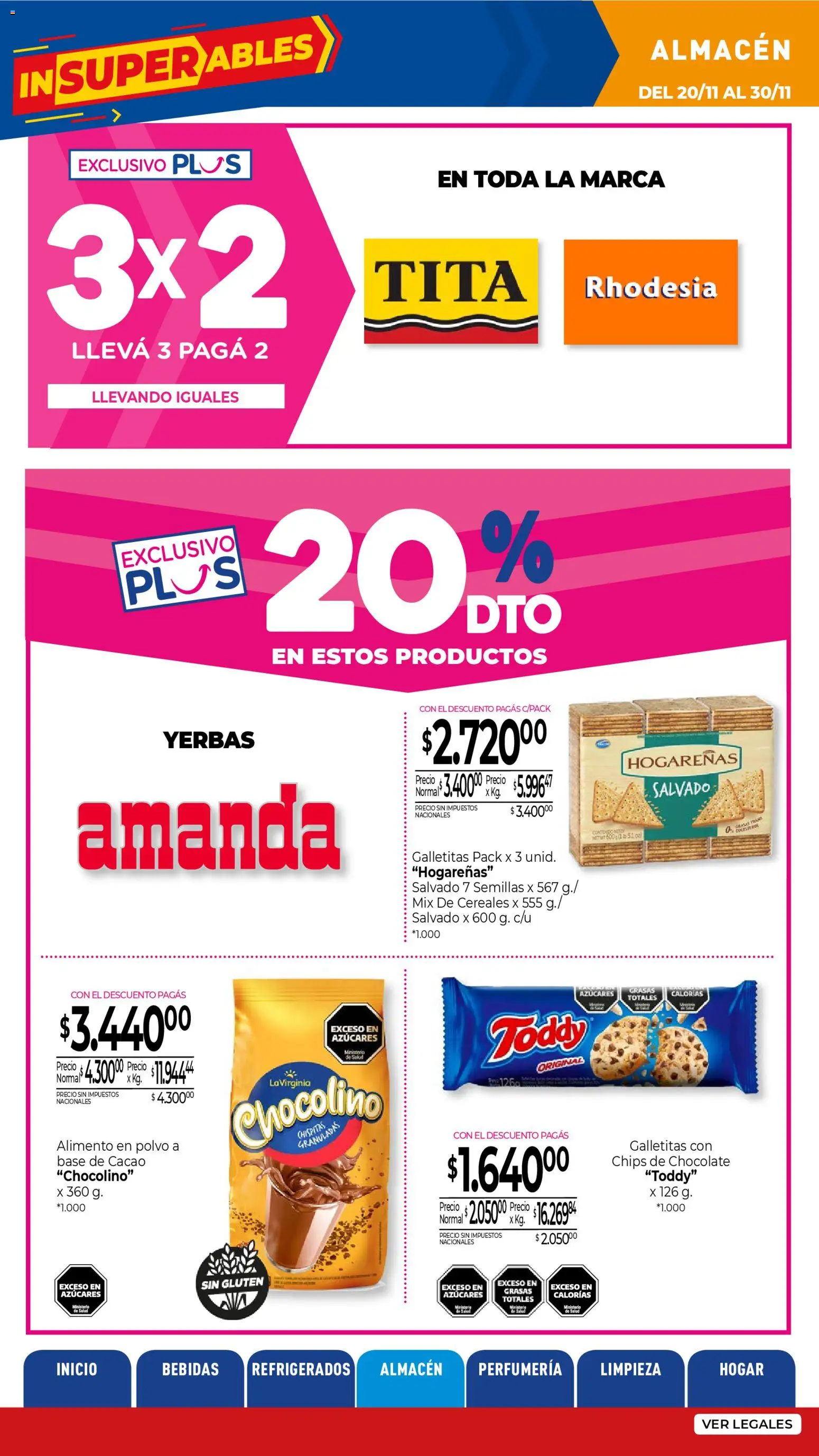 La Anonima catálogo │ válido desde el 20.11.2025 | Página: 23 | Productos: Galletitas, Semillas, Chocolate, Cereales