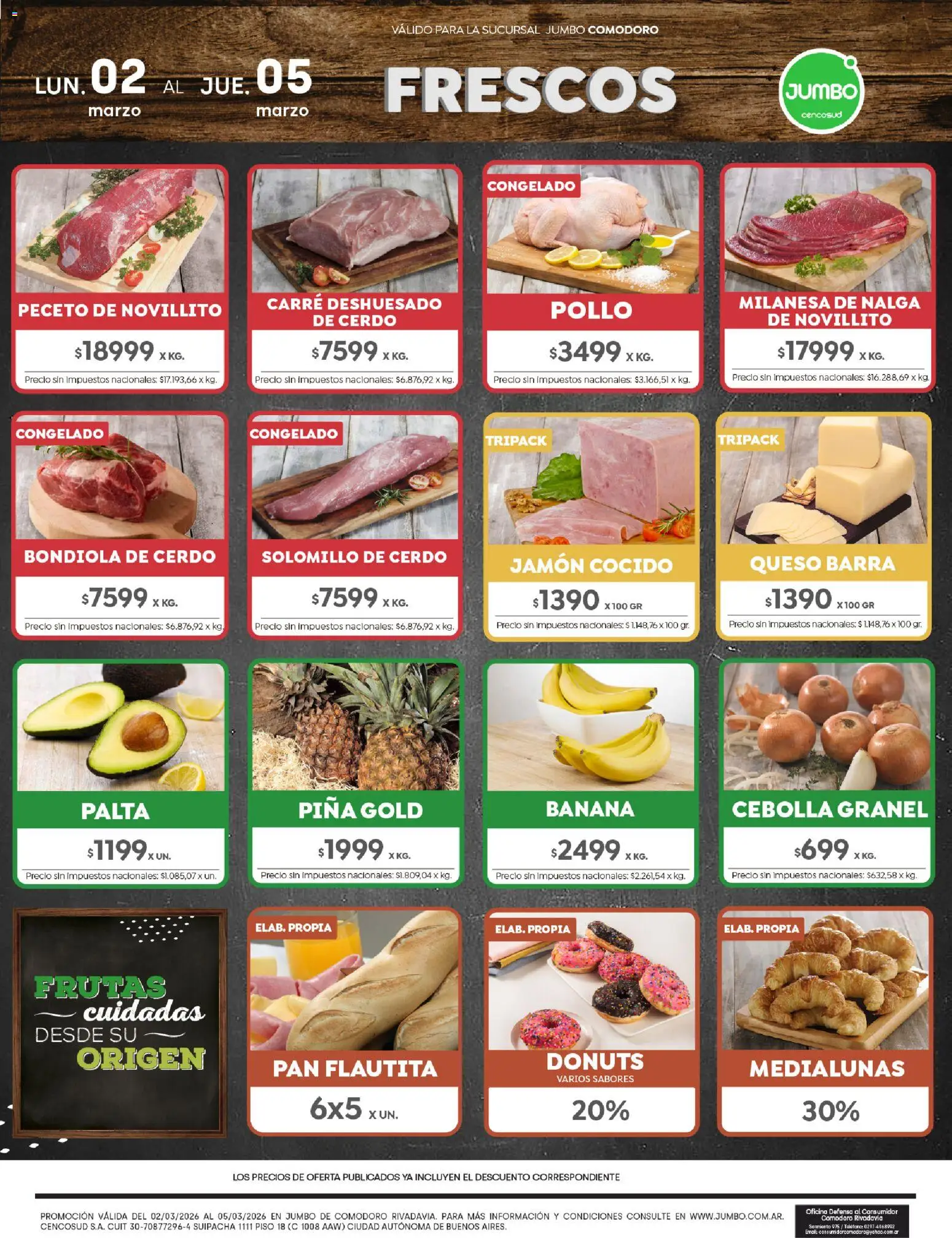 Jumbo - Ofertas | Comodoro │ válido desde el 02.03.2026 | Página: 1 | Productos: Teléfono, Banana, Jamón cocido, Piña