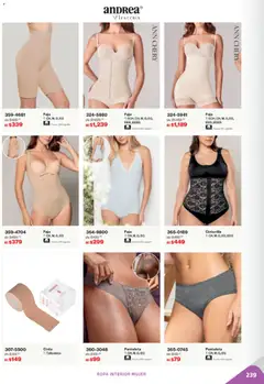 Vista previa de Andrea catálogo Outlet, nuevo folleto de la tienda, válido en México a partir del 02.11.2025 | Página: 239 | Productos: Algodón, Cinta, Ropa, Faja