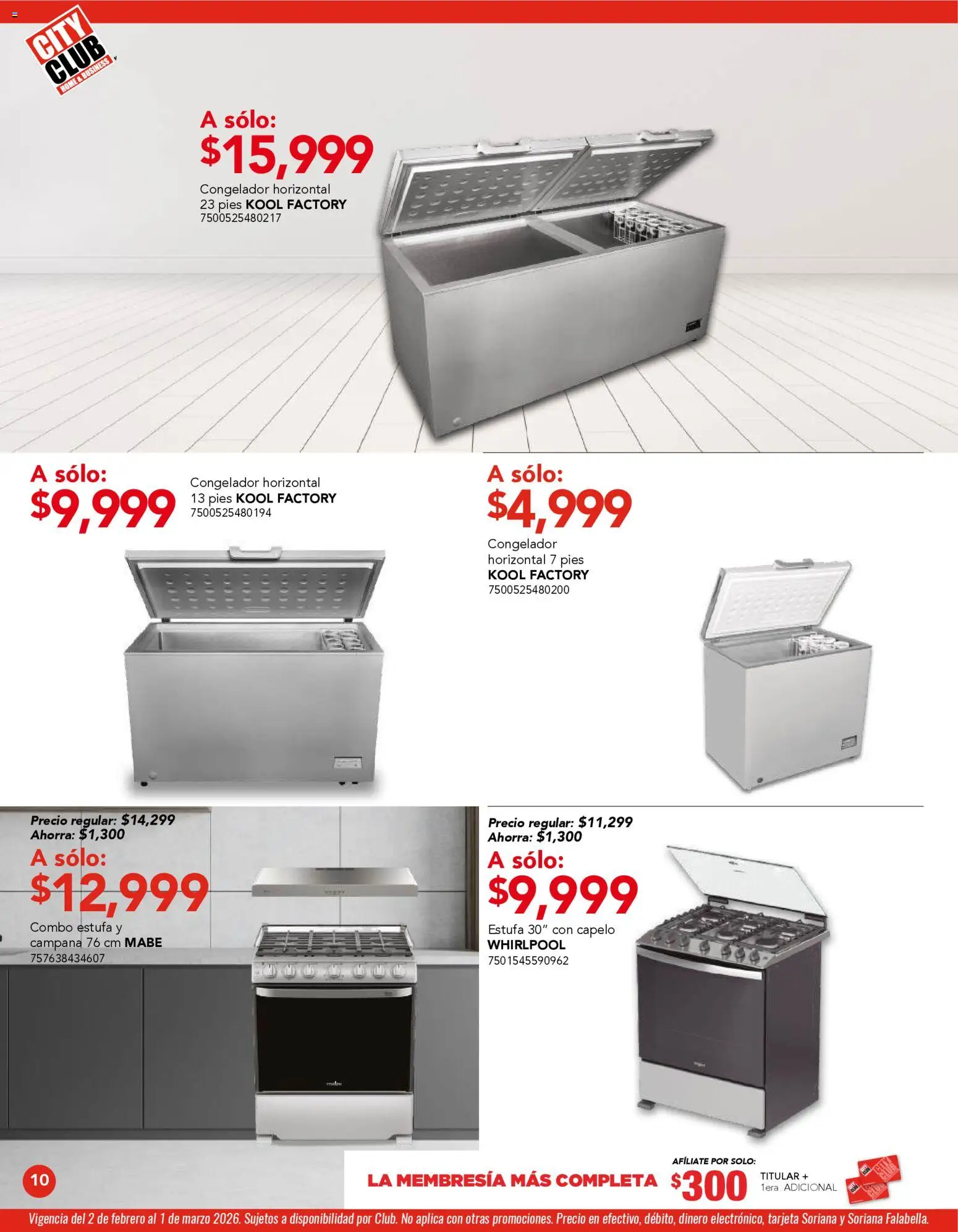 Nuevas ofertas de City Club válidas en toda la República Mexicana desde el 02.02.2026. ¡Encuentra las mejores ofertas en City Club catálogo! | Página: 10 | Productos: Congelador, Campana
