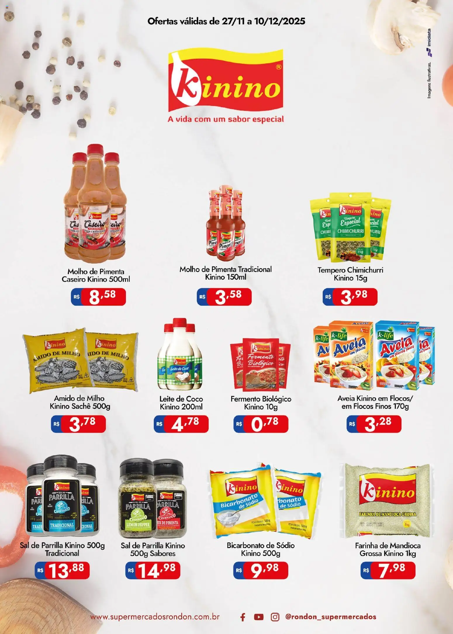 Supermercados Rondon Folheto - válido de 27.11.2025 | Página: 2 | Produtos: Mandioca, Leite, Flocos, Leite de coco