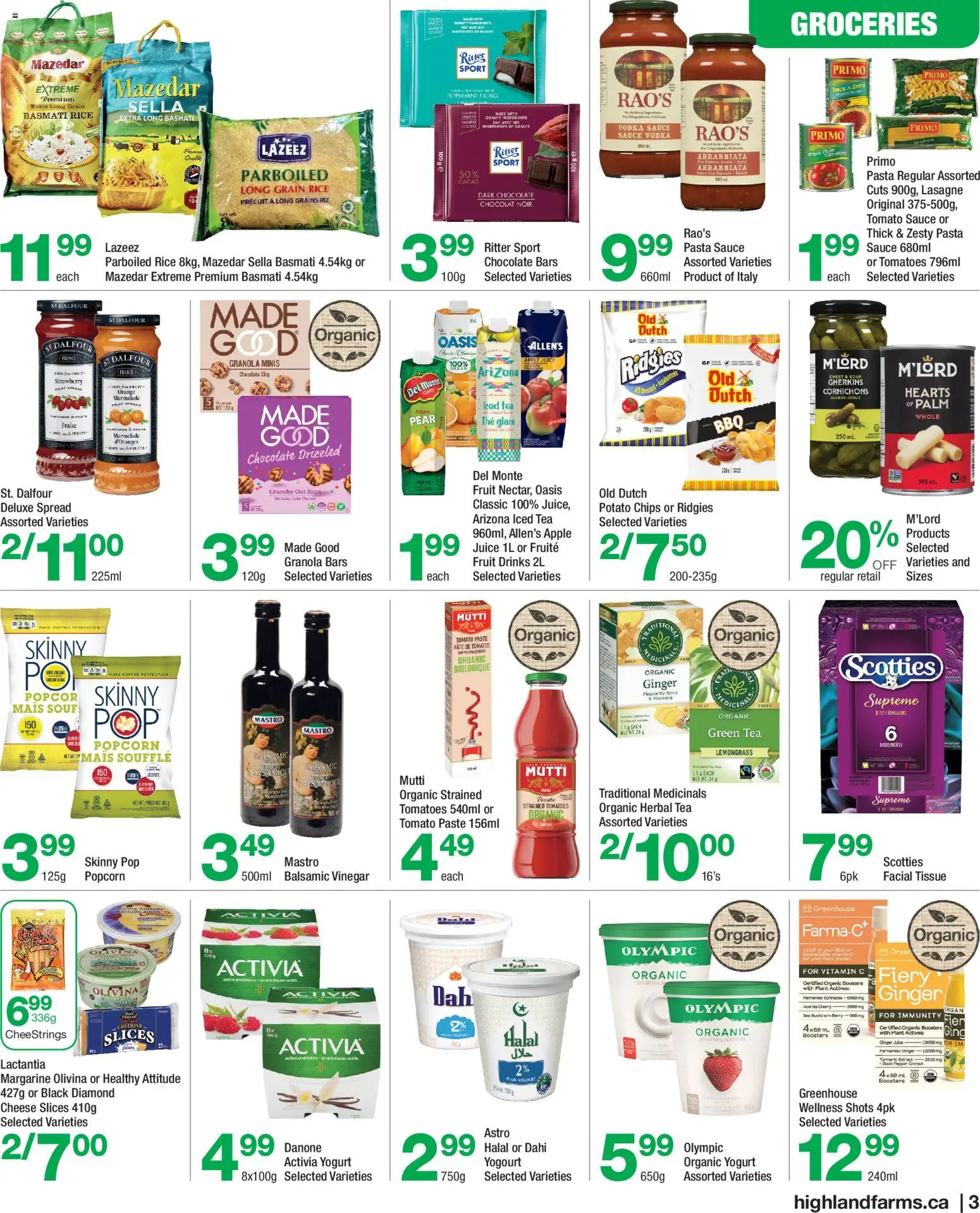 Highland Farms flyer valid from 13.11.2025 | Page: 3 | Products: Rice, Yogurt, Juice, Tomatoes
