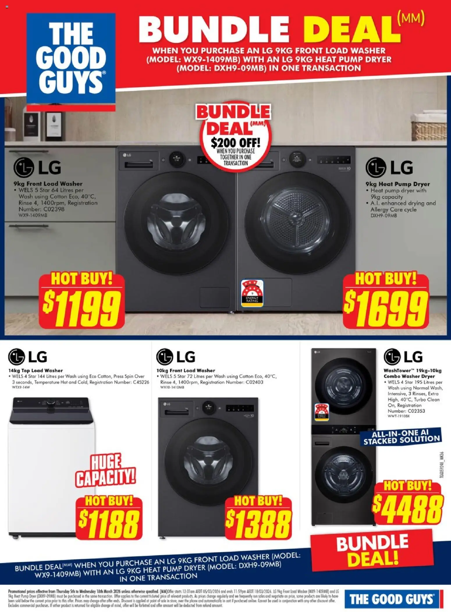 The Good Guys catalogue - valid from 05.03.2026 | Page: 2 | Products: Cart, Phone, Washer, Allergy