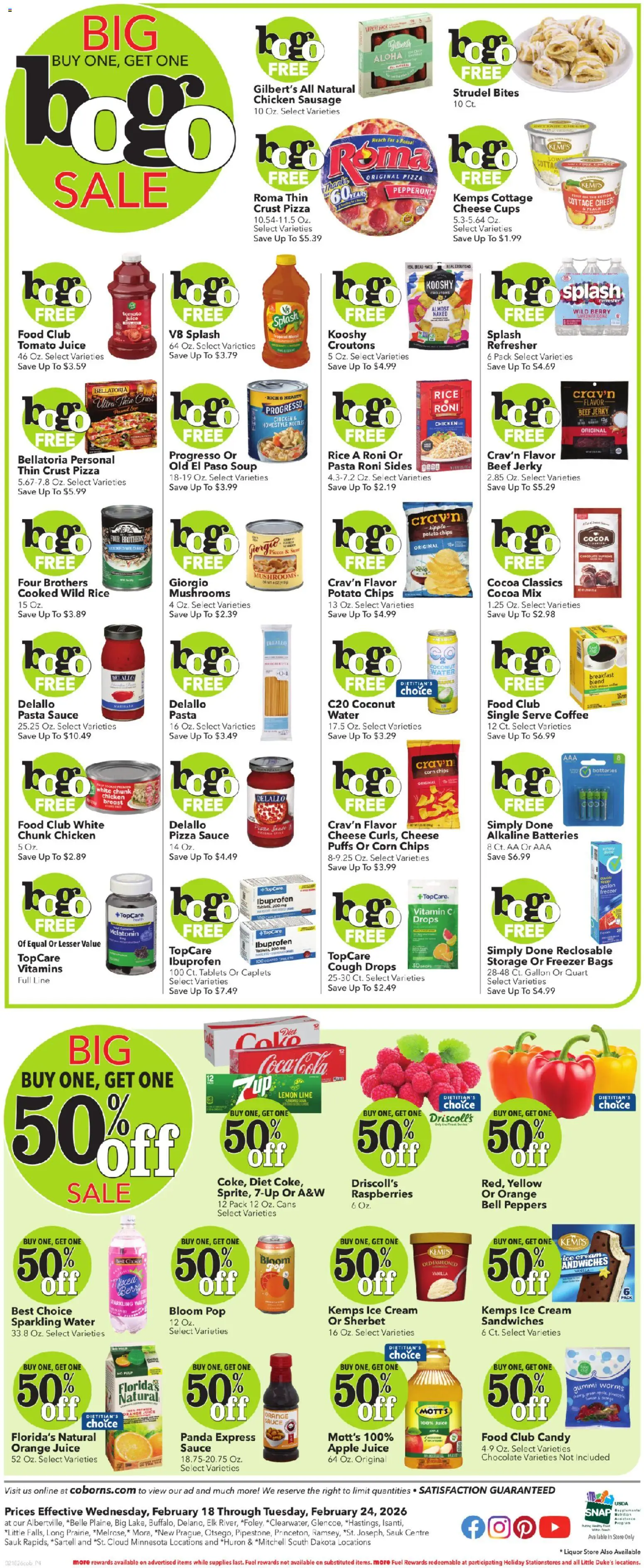 Coborn's Weekly Ad - valid from 18.02.2026 | Page: 6 | Products: Peppers, Bread, Juice, Sausage