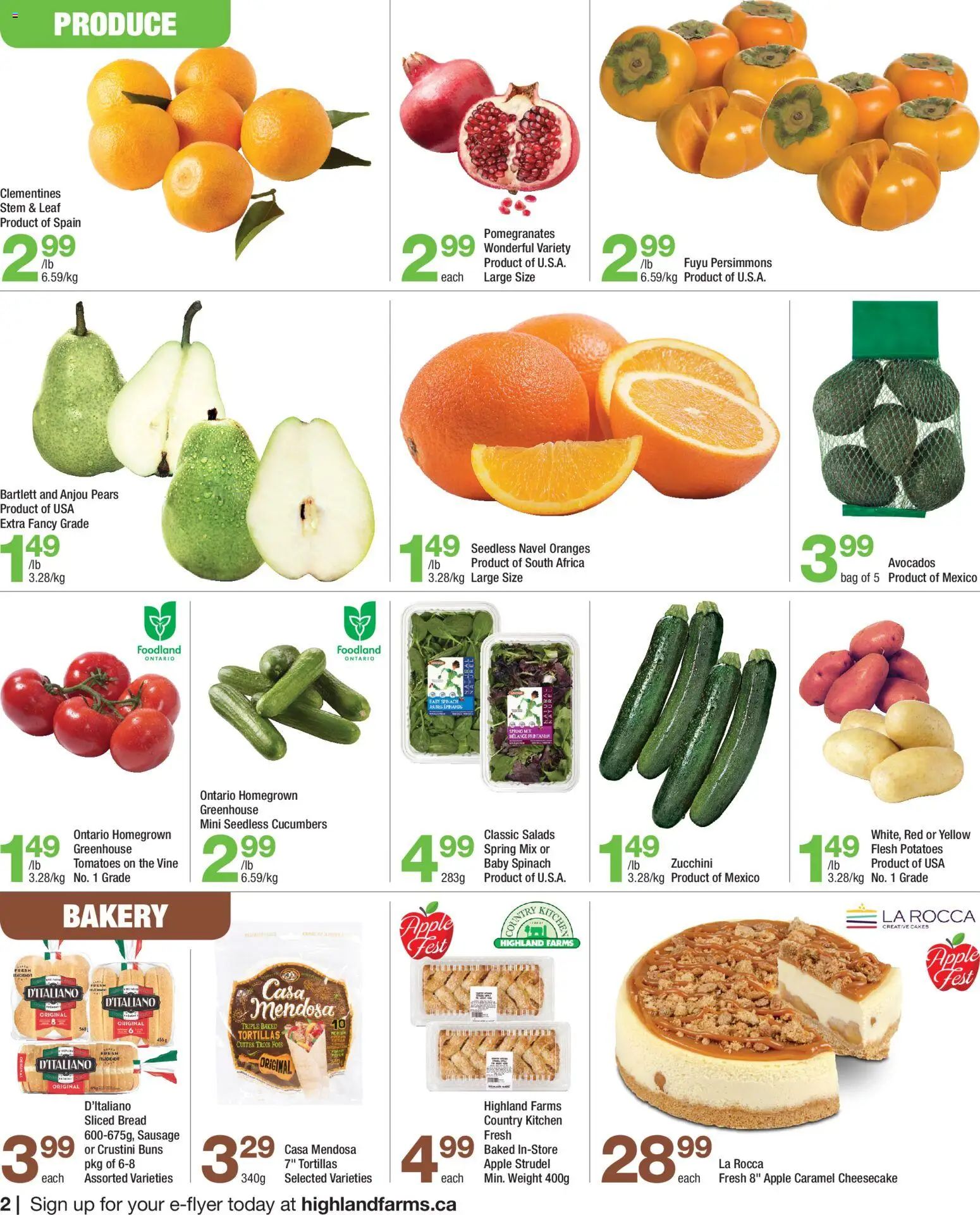 Highland Farms flyer valid from 13.11.2025 | Page: 2 | Products: Cucumbers, Bakery, Bread, Tomatoes