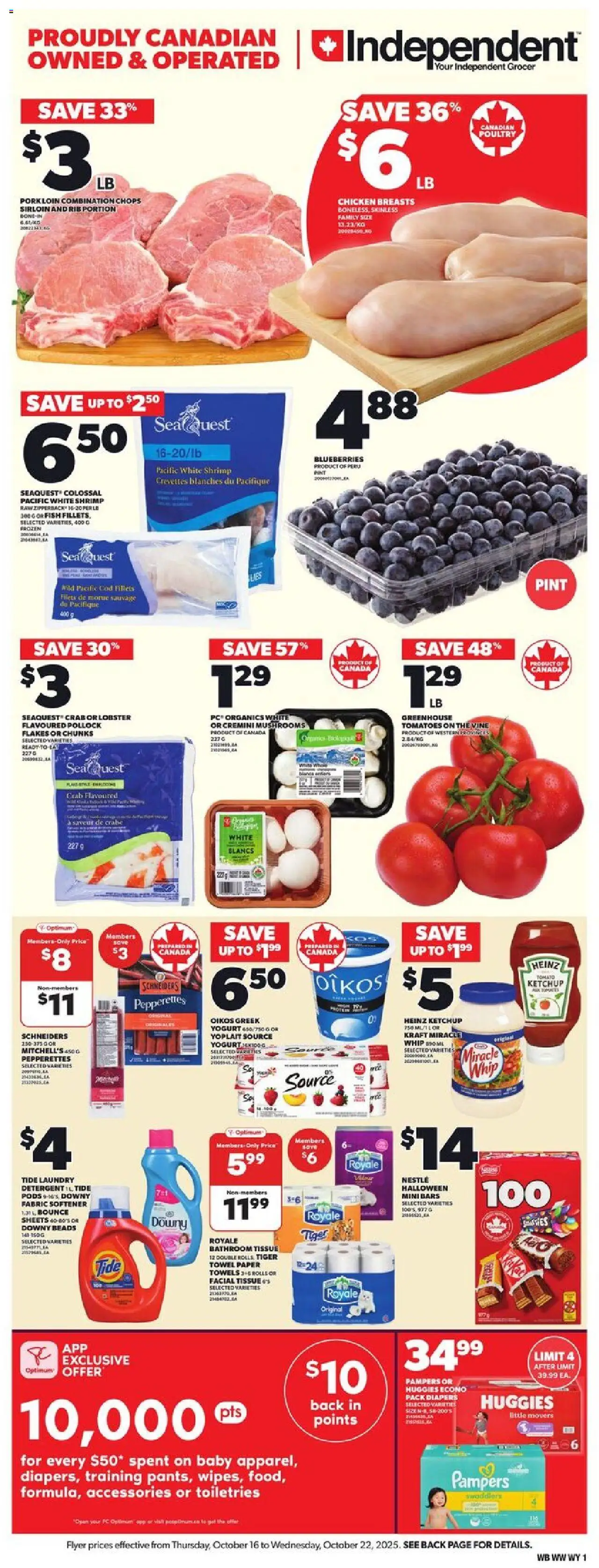 Independent Grocer flyer valid from 16.10.2025 | Page: 4 | Products: Ketchup, Fabric softener, Detergent, Chicken