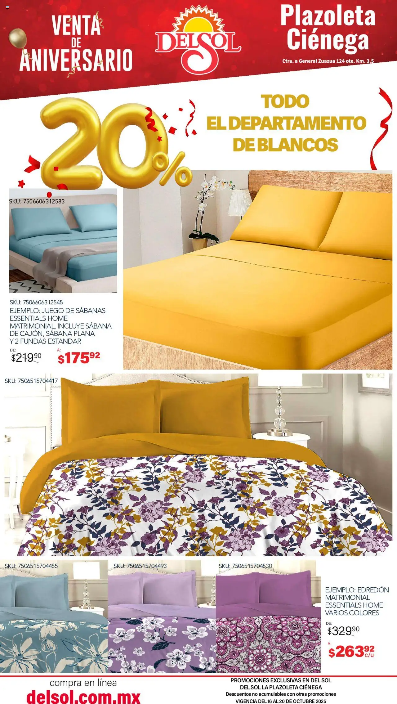 Nuevas ofertas de Del Sol y Woolworth válidas en toda la República Mexicana desde el 16.10.2025. ¡Encuentra las mejores ofertas en Del Sol y Woolworth - Catálogo Aniversario Apertura Del Sol Ciénega! | Página: 12 | Productos: Juego, Sabanas