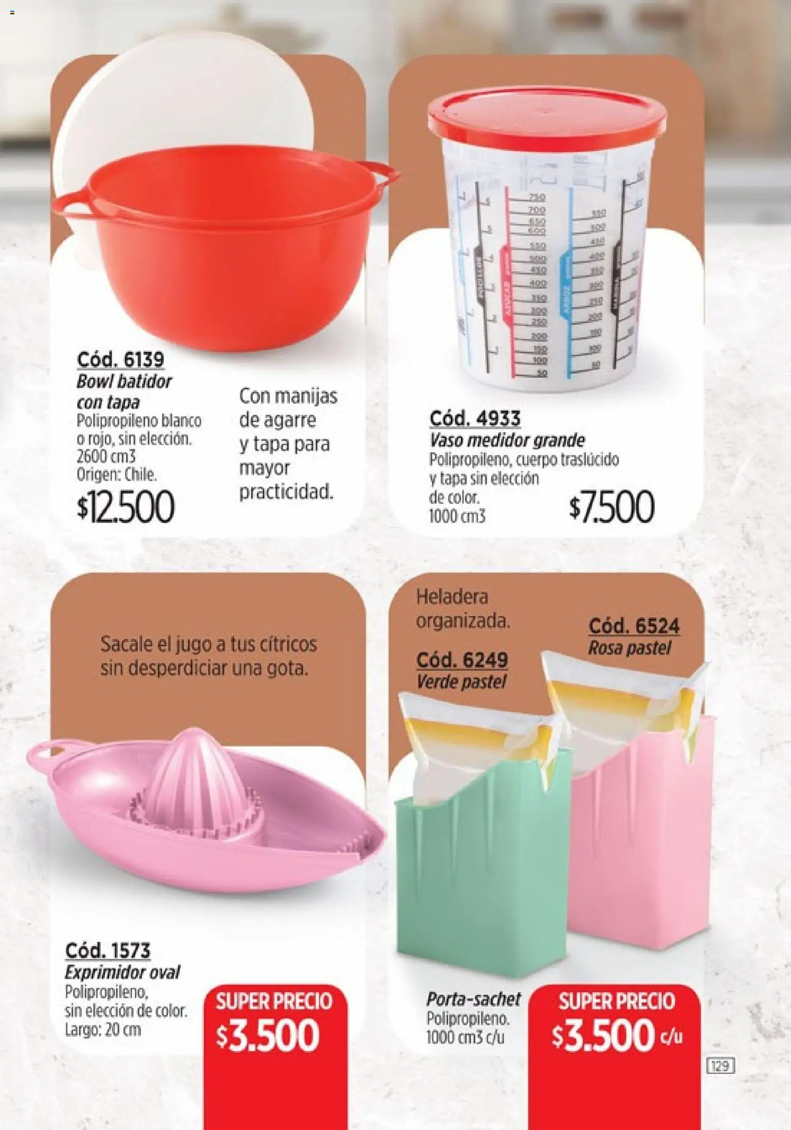 Amodil - Campaña 18/2025 │ válido desde el 30.11.2025 | Página: 129 | Productos: Bowl, Heladera, Jugo, Vaso medidor