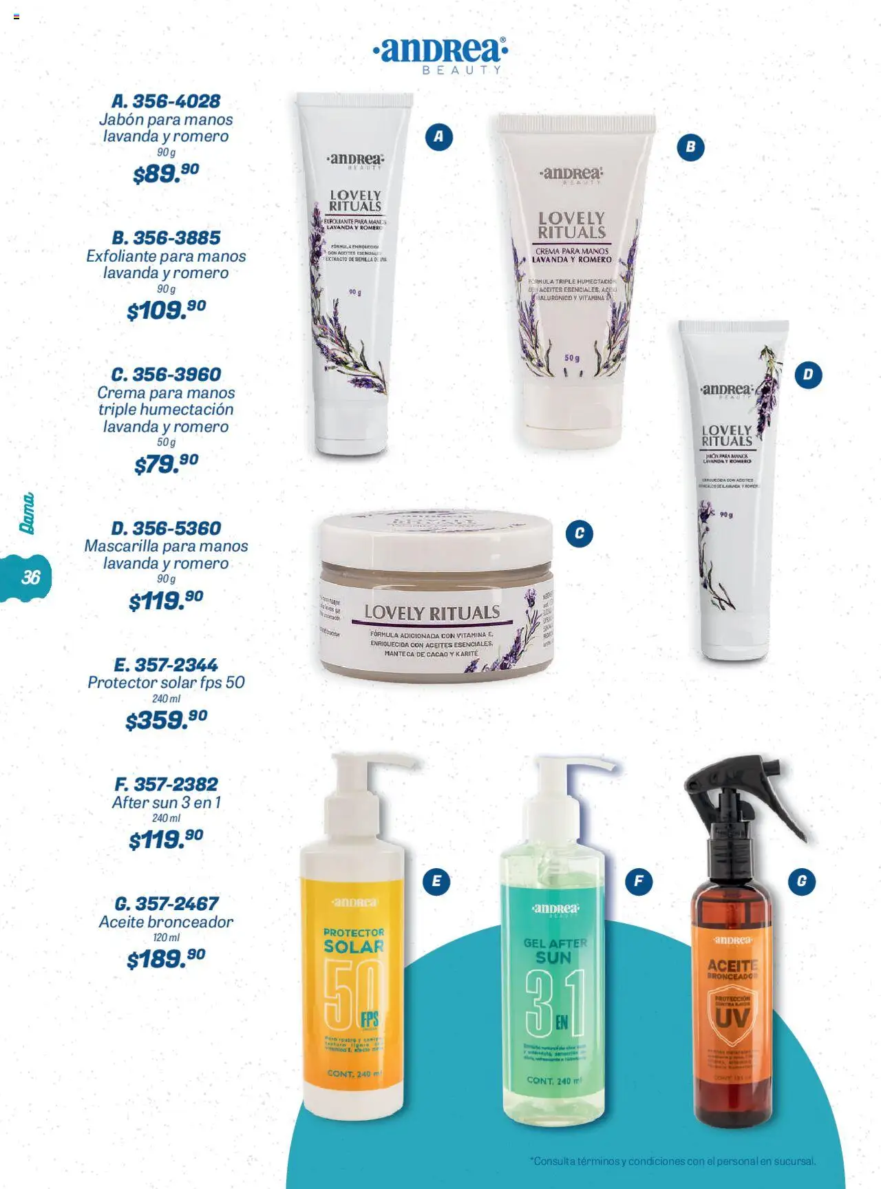 Nuevas ofertas de Andrea válidas en toda la República Mexicana desde el 22.06.2025. ¡Encuentra las mejores ofertas en Andrea catálogo Summer Time! | Página: 36 | Productos: Cacao, Mascarilla, Protector solar, Jabón