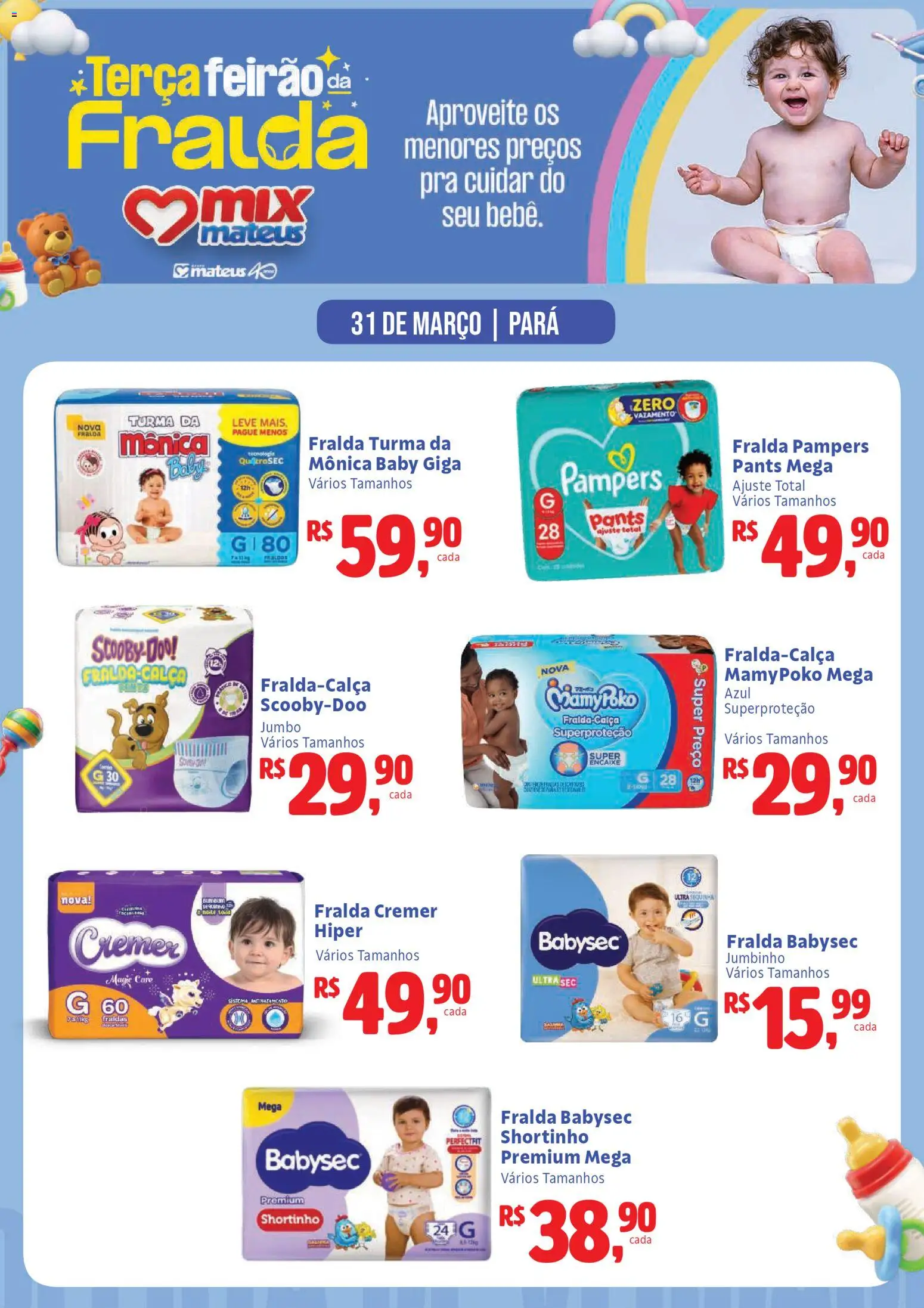 Mateus Folheto - válido de 31.03.2026 | Página: 1 | Produtos: Fralda pampers, Pampers, Fraldas