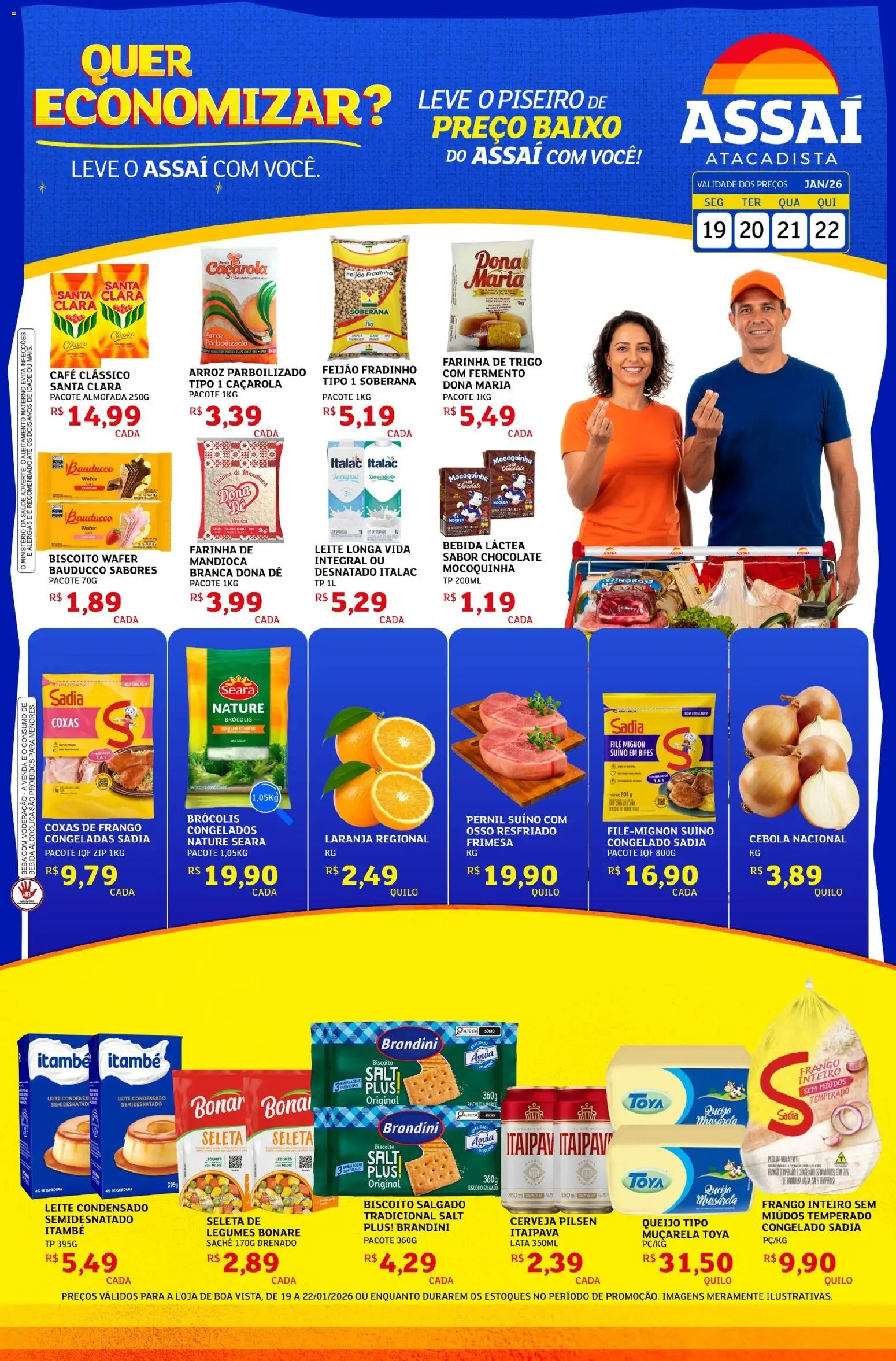 Assaí Atacadista Folheto - válido de 19.01.2026 | Página: 1 | Produtos: Feijão, Leite, Cerveja, Frango