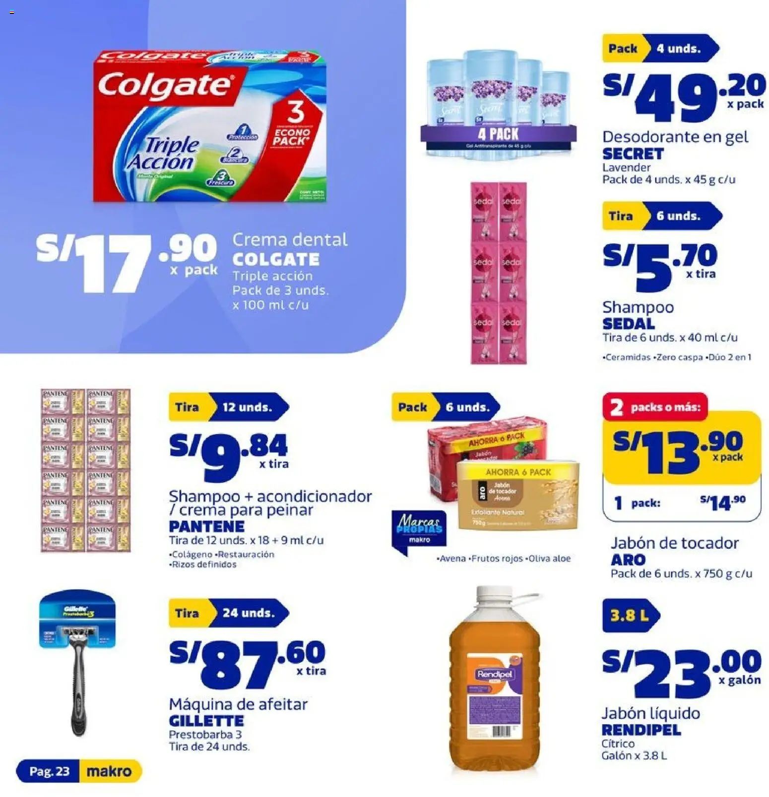 Catálogo Makro válido desde 15.01.2026 | Página: 23 | Productos: Acondicionador, Jabón, Desodorante, Maquina de afeitar