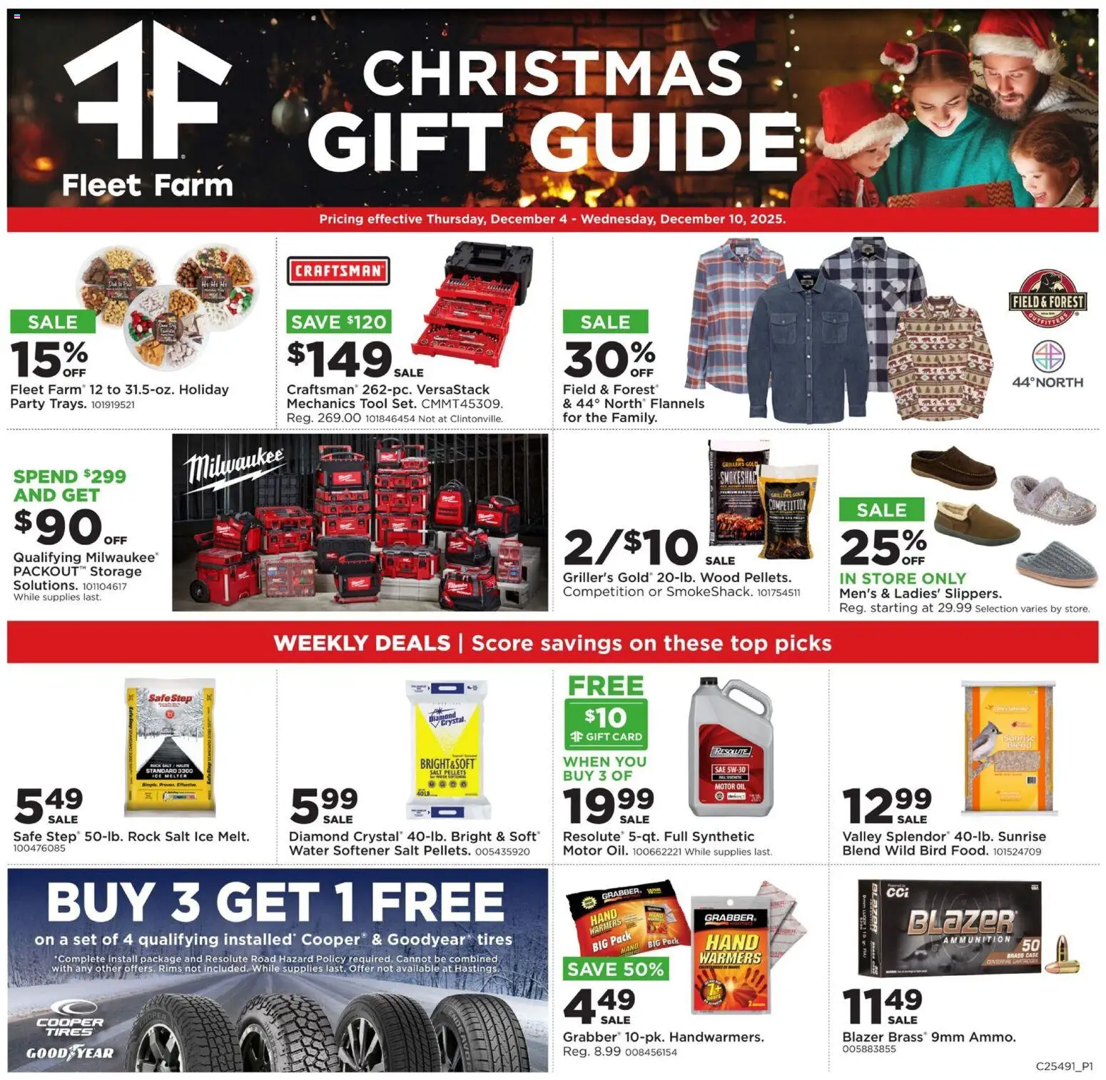 Mills Fleet Farm Weekly Ad - valid from 04.12.2025 | Page: 1 | Products: Safe, Water, Salt, Motor Oil