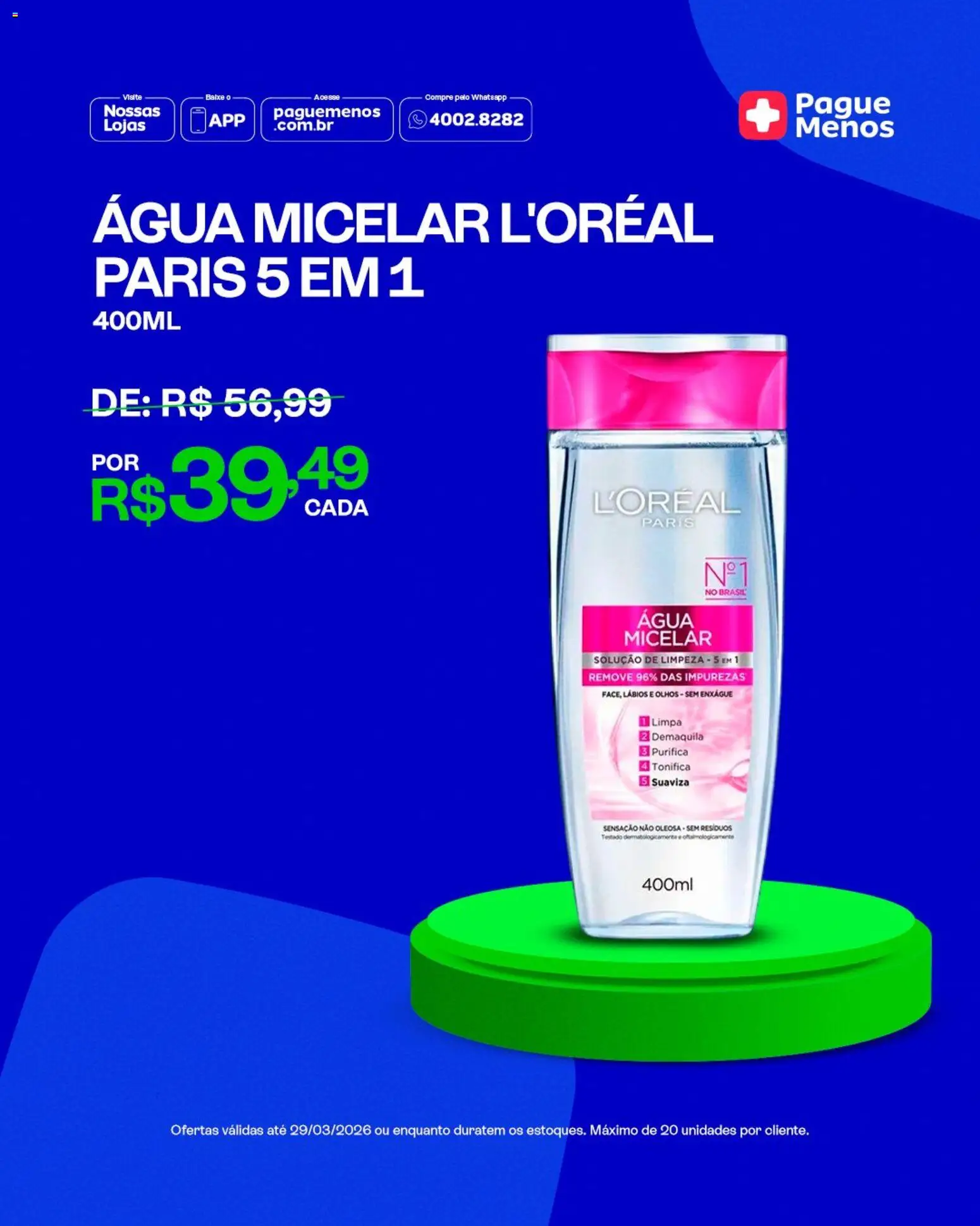 Pague Menos Folheto - válido de 23.03.2026 | Página: 6 | Produtos: Água micelar