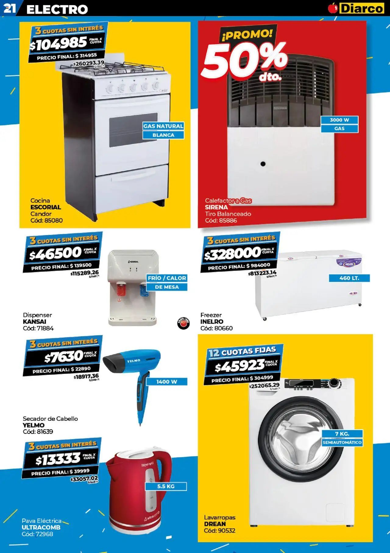 Diarco - Ofertas GBA │ válido desde el 08.09.2025 | Página: 21 | Productos: Cocina, Pava, Mesa, Freezer