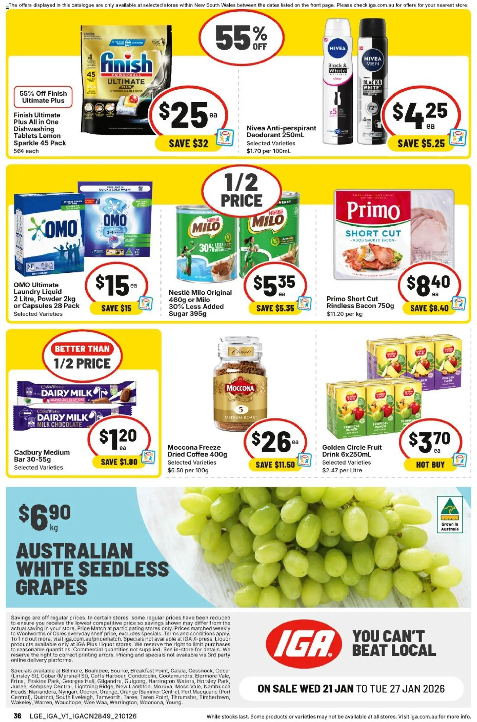 IGA catalogue - valid from 21.01.2026 | Page: 32 | Products: Chocolate, Deodorant, Sugar, Lemon
