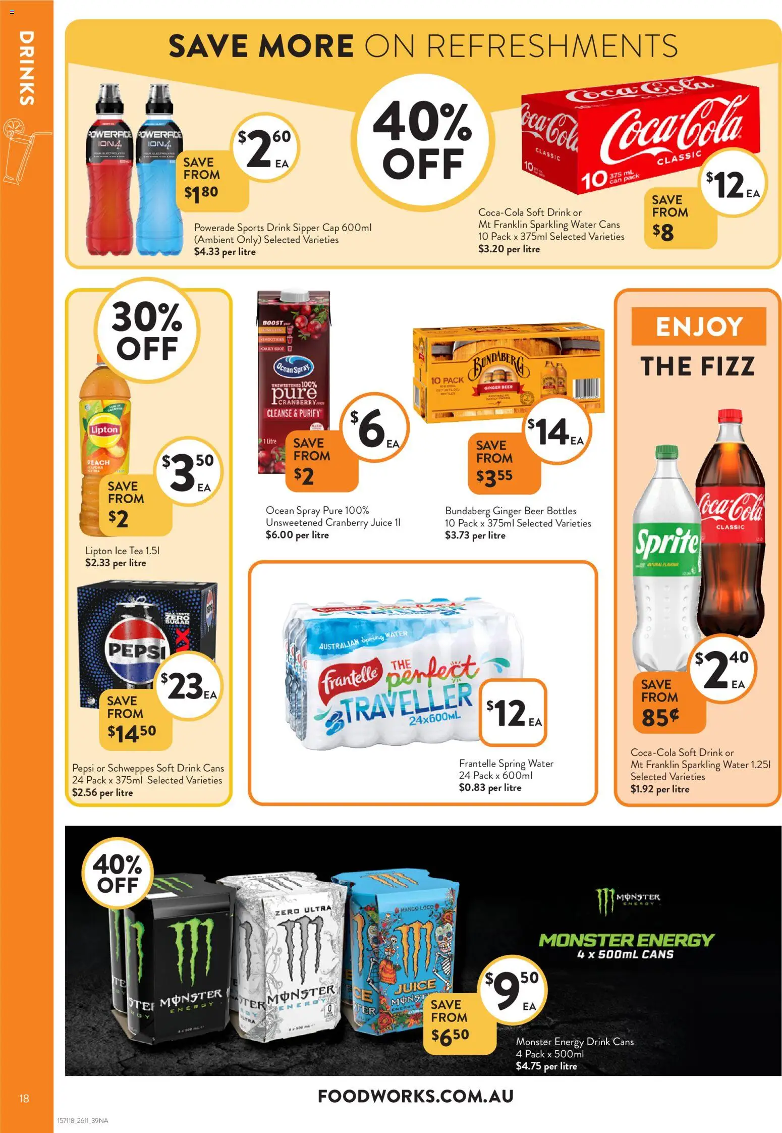 Foodworks catalogue - valid from 26.11.2025 | Page: 18 | Products: Juice, Beer, Pepsi, Peach