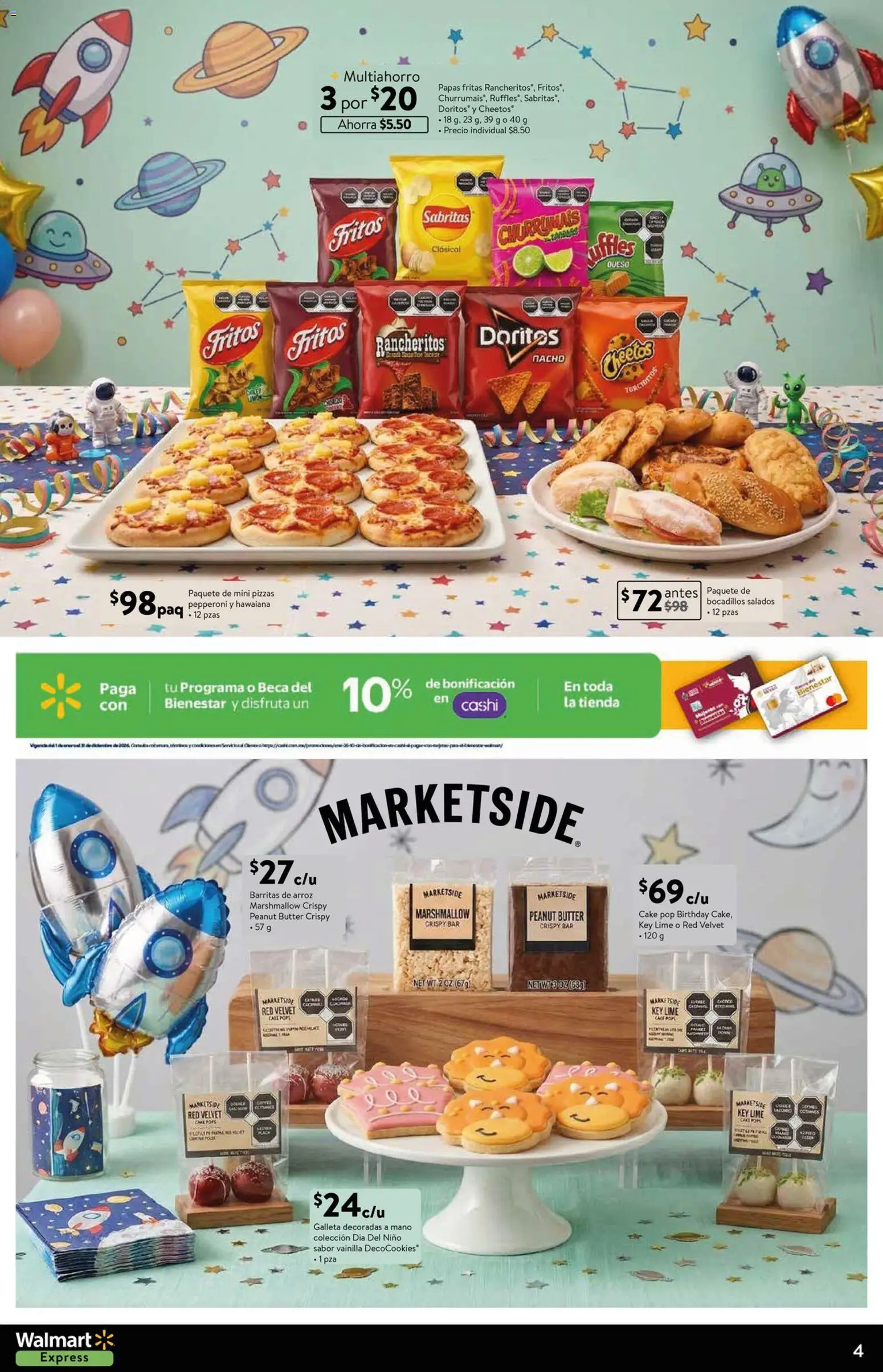 Nuevas ofertas de Walmart Express válidas en toda la República Mexicana desde el 10.04.2026. ¡Encuentra las mejores ofertas en Walmart Express folleto Encuentra motivos para hacerlos sonreír! | Página: 4 | Productos: Queso, Arroz, Papas fritas