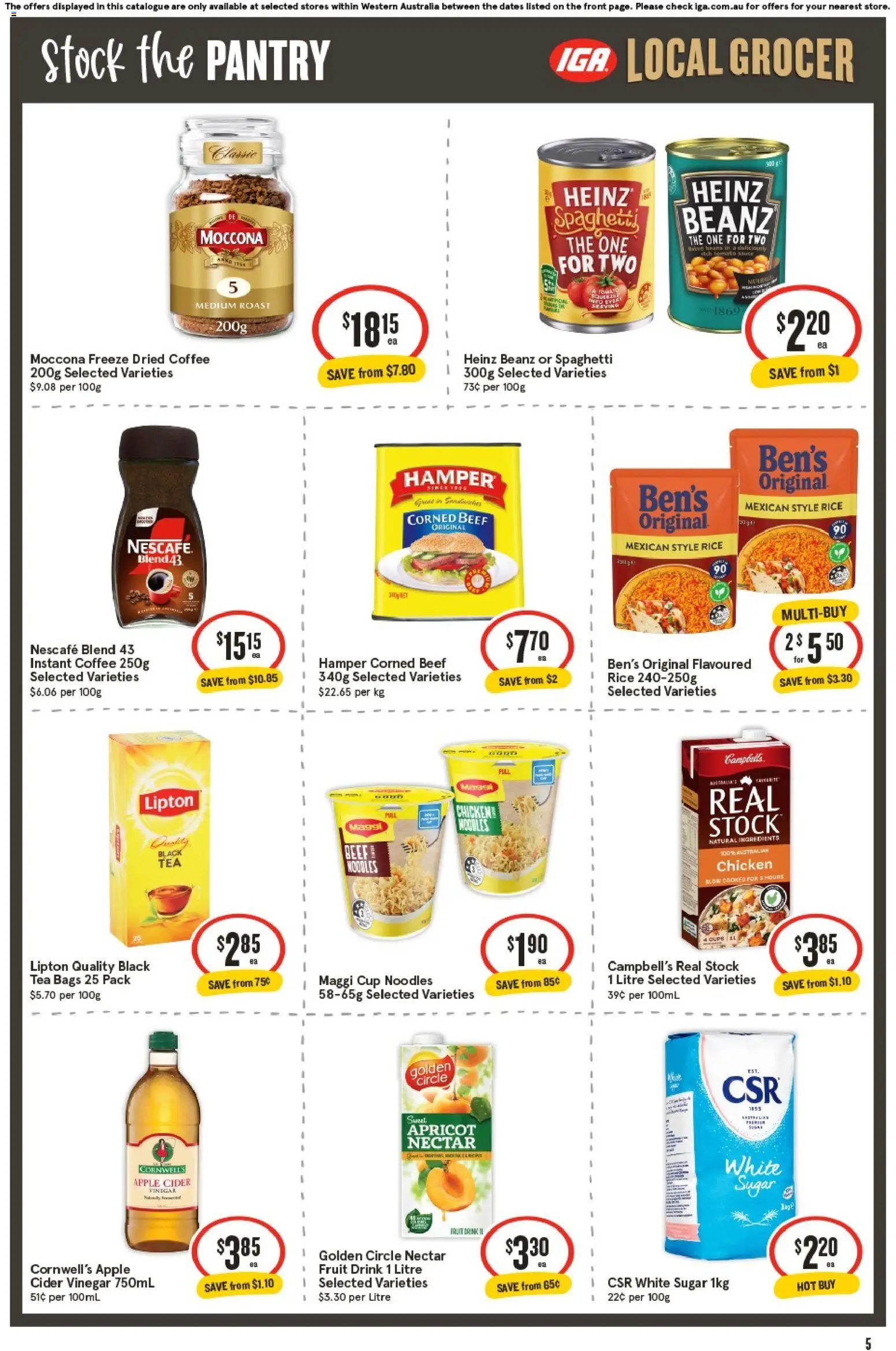 IGA catalogue - valid from 07.01.2026 | Page: 5 | Products: Coffee, Tea, Noodles, Vinegar