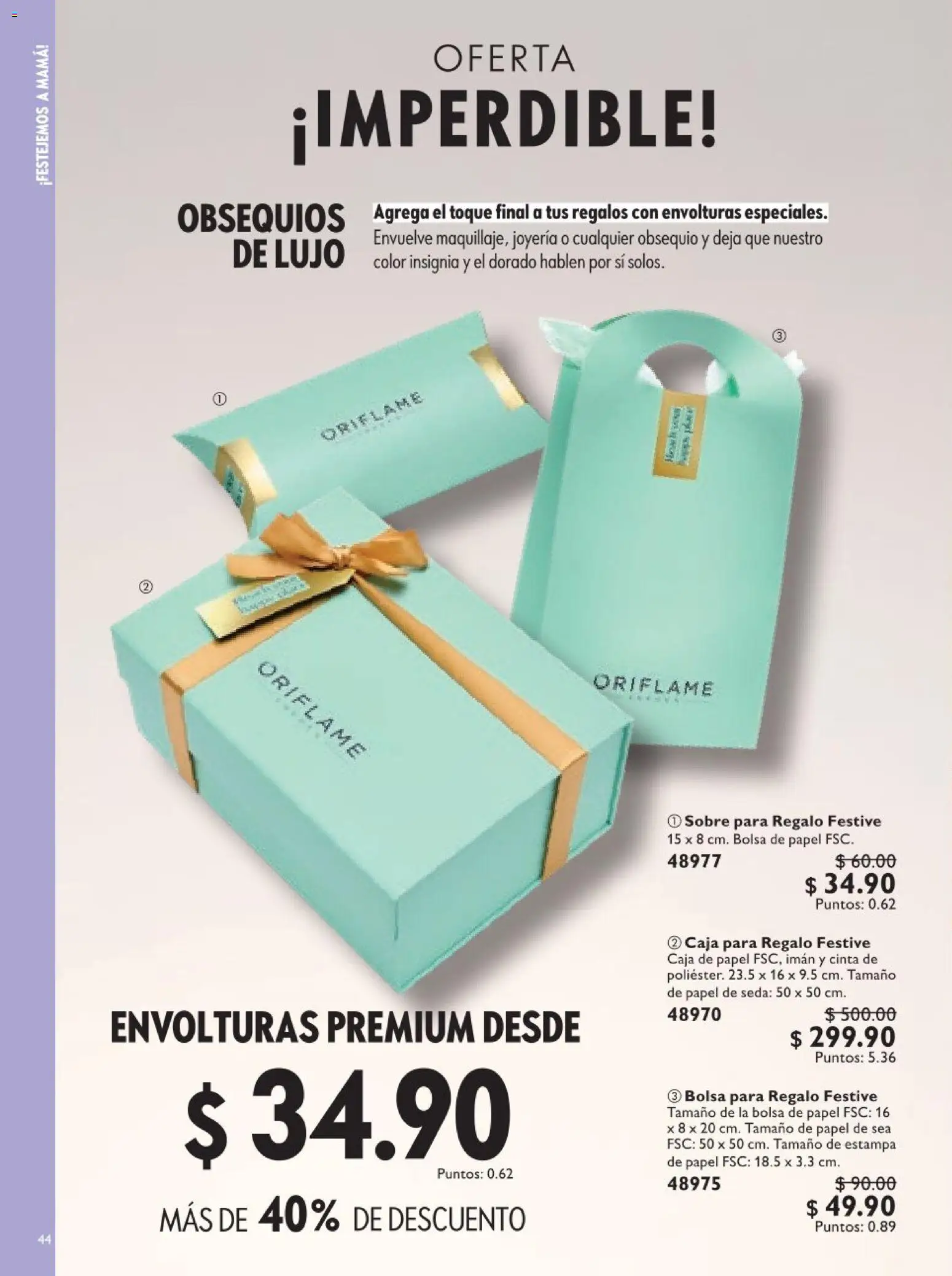 Nuevas ofertas de Oriflame válidas en toda la República Mexicana desde el 18.04.2026. ¡Encuentra las mejores ofertas en Oriflame campaña 6 2026! | Página: 44 | Productos: Imán, Cinta, Caja, Sobre