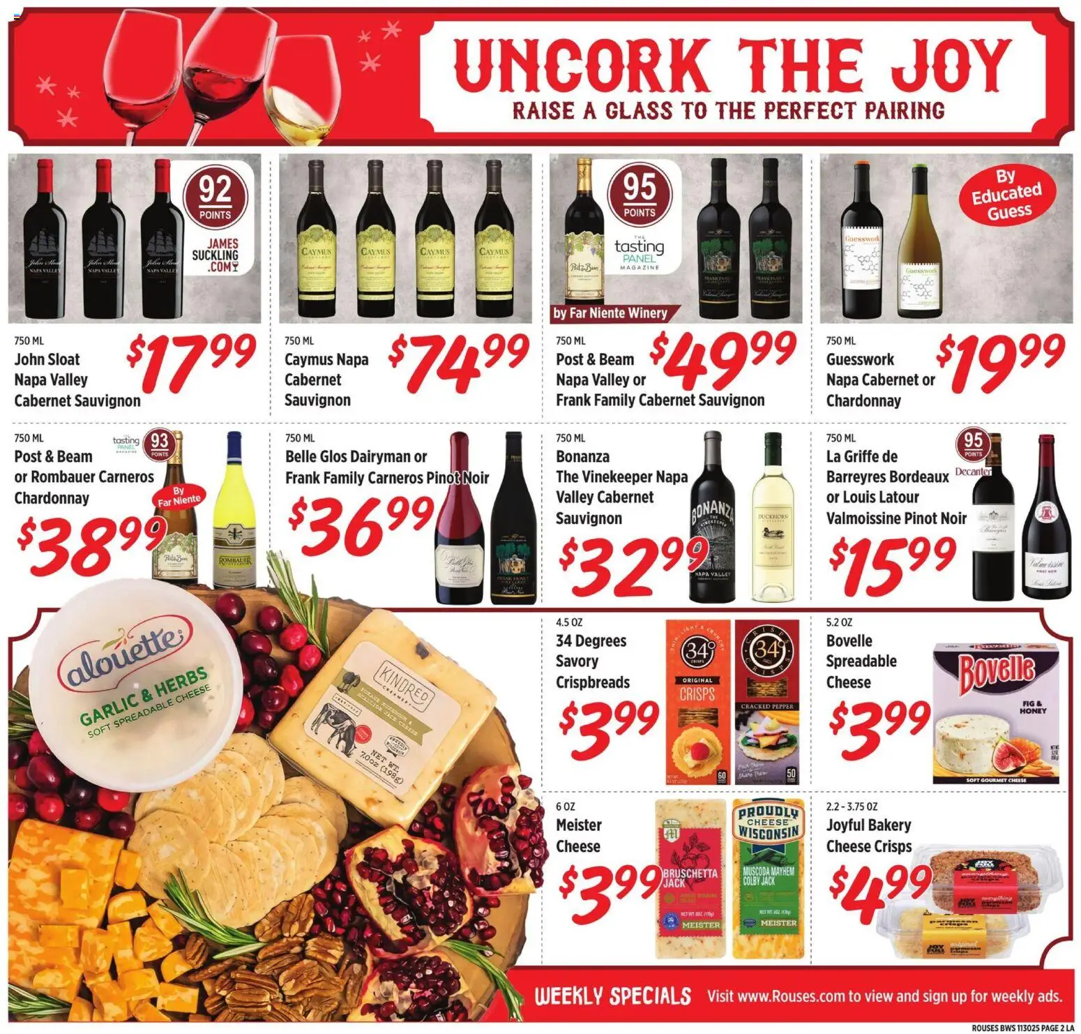 Rouses Alcohol Flyer - valid from 28.11.2025 | Page: 2 | Products: Bakery, Cheese, Pepper, Garlic