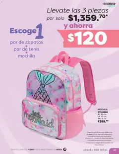 Vista previa de Andrea catálogo Colegial , nuevo folleto de la tienda, válido en México a partir del 25.05.2025 | Página: 21 | Productos: Tenis, Zapatos, Mochila