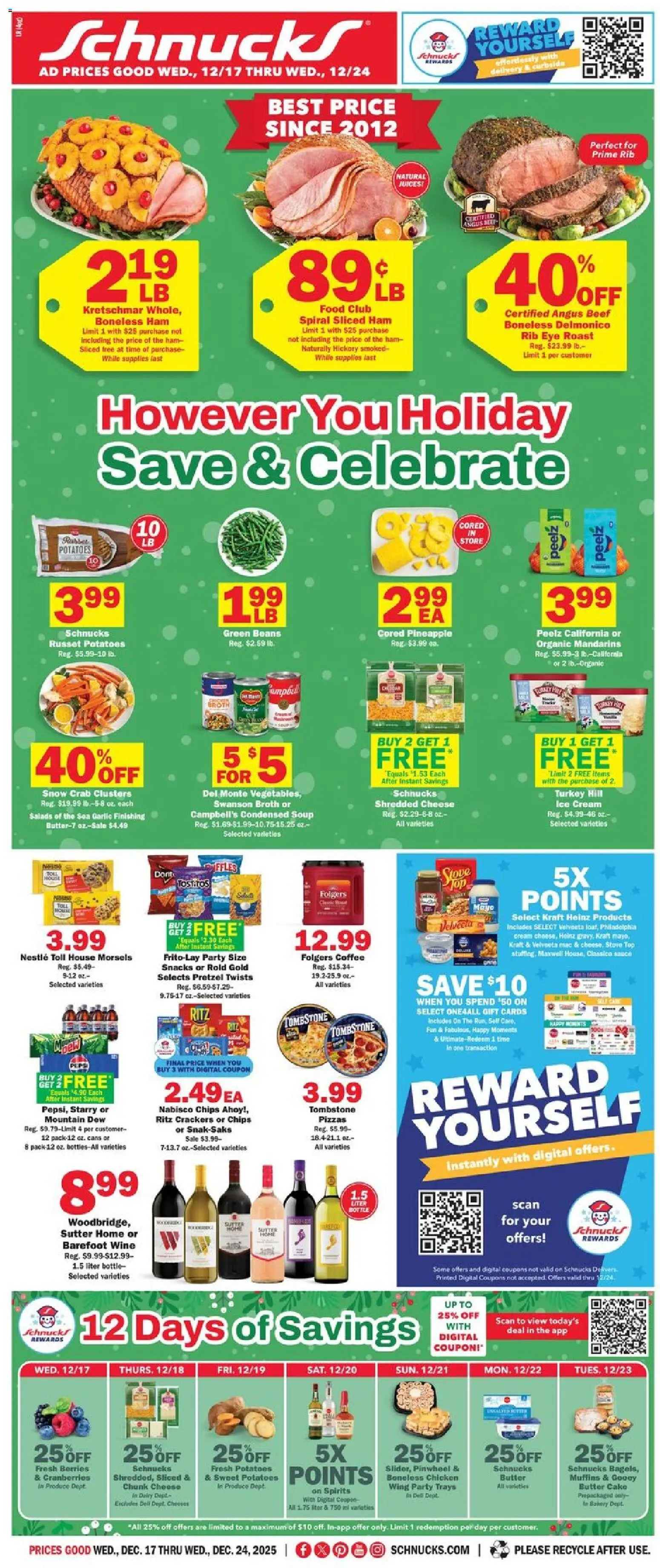 Schnucks Weekly Print Ad - IL - valid from 17.12.2025 | Page: 1 | Products: Wine, Beef, Garlic, Stove
