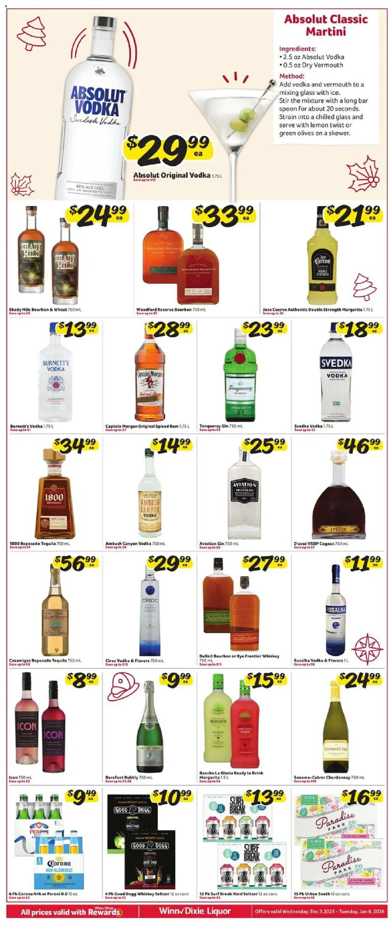 Winn Dixie Weekly Circular - LA - valid from 03.12.2025 | Page: 6 | Products: Gin, Vodka, Whiskey, Lemon
