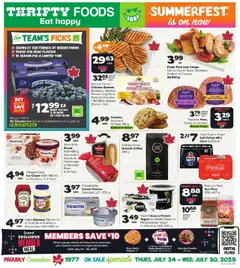 Thrifty Foods flyer valid from 24.07.2025 | Page: 1 | Products: Chicken breasts, Turkey, Yogurt, Chicken