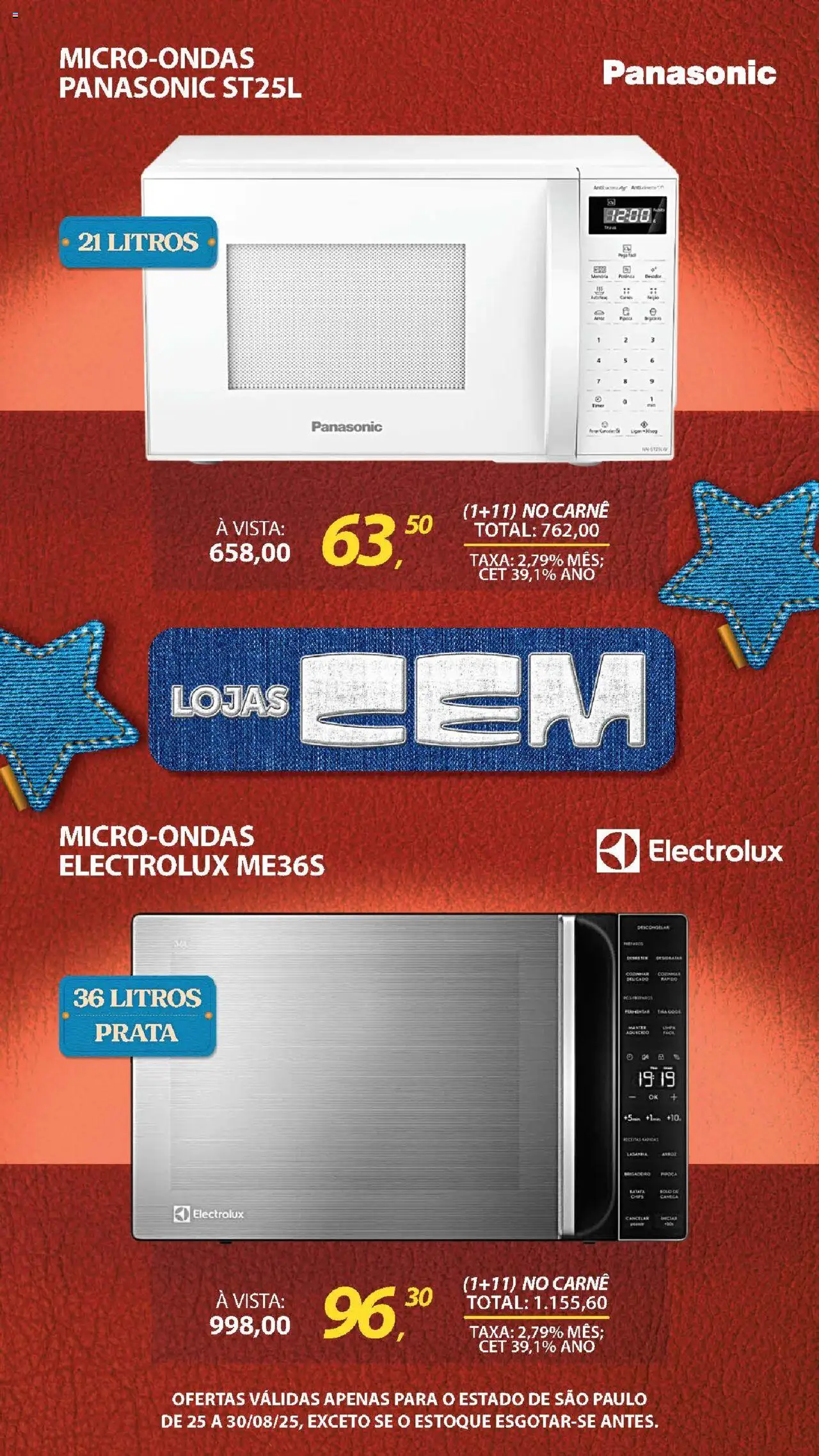 Lojas Cem Folheto - válido de 25.08.2025 | Página: 23 | Produtos: Microondas, Lasanha, Batata, Pipoca