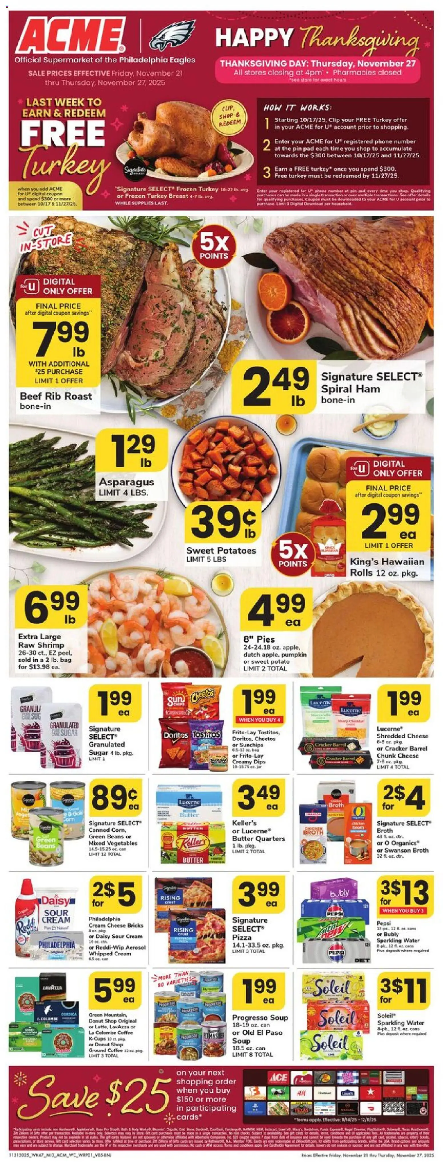 Acme Weekly Ad - NJ - valid from 21.11.2025 | Page: 1 | Products: Clip, Coffee, Ham, Phone