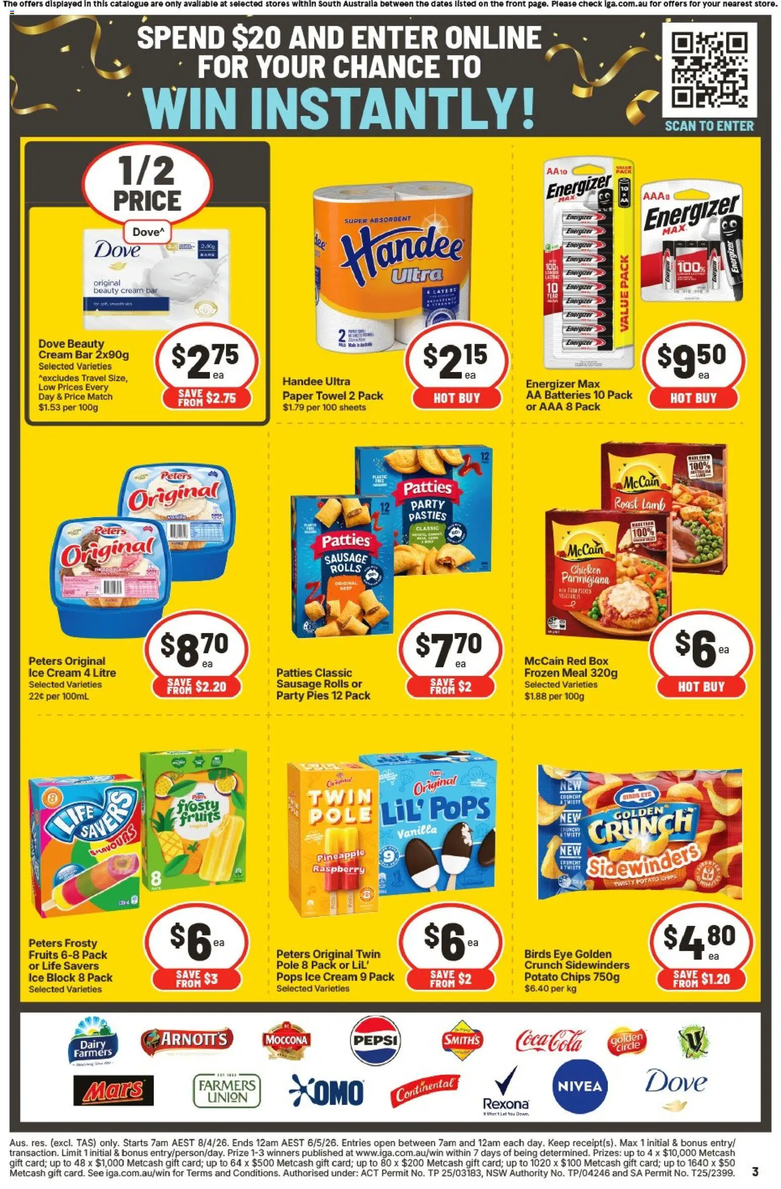 IGA catalogue - valid from 15.04.2026 | Page: 3 | Products: Chips, Cream, Fruits, Sausage