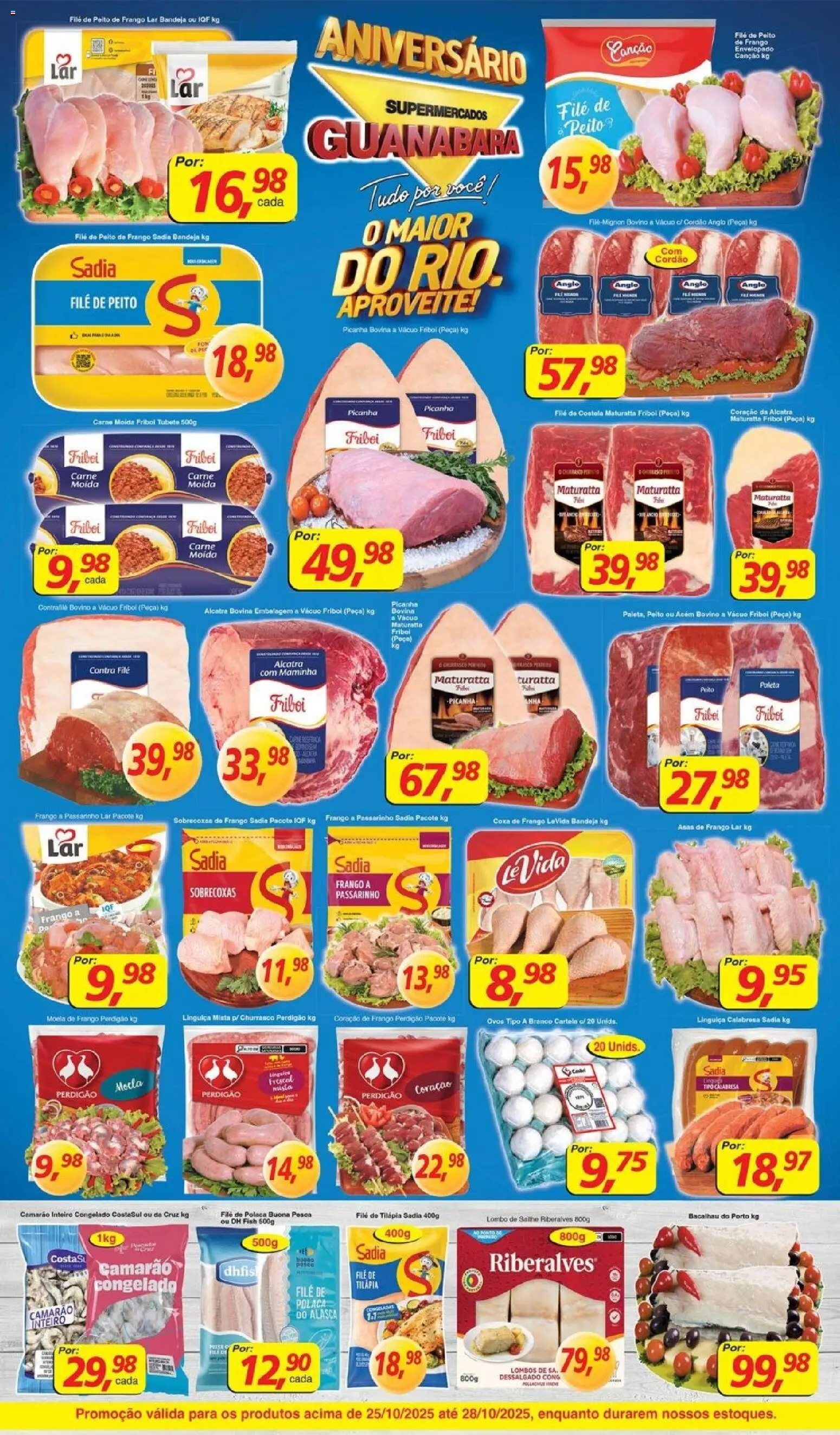 Supermercados Guanabara Folheto - válido de 25.10.2025 | Página: 5 | Produtos: Bacalhau, Acém, Frango, Filé de tilápia