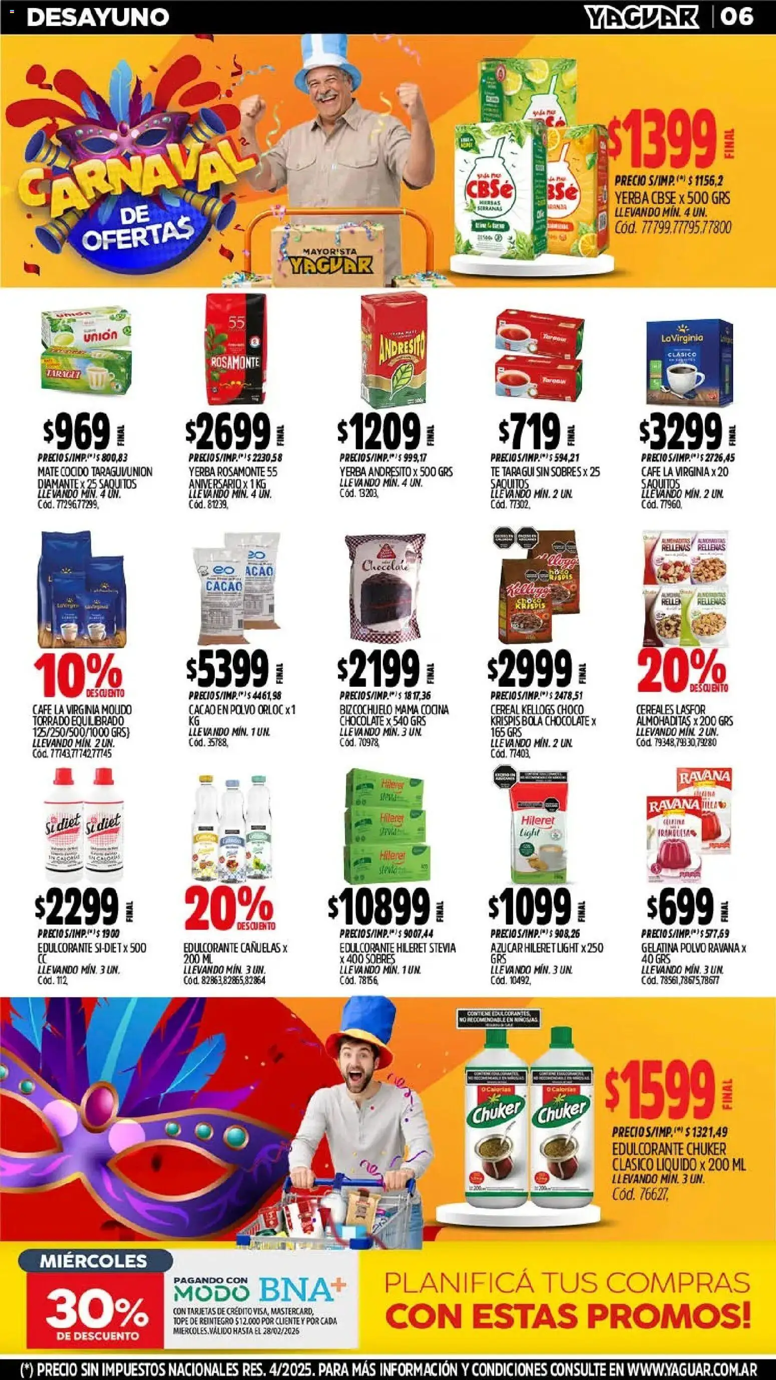 Yaguar - Oferta Semanal Misiones │ válido desde el 16.02.2026 | Página: 6 | Productos: Mate, Azucar, Edulcorante, Cacao