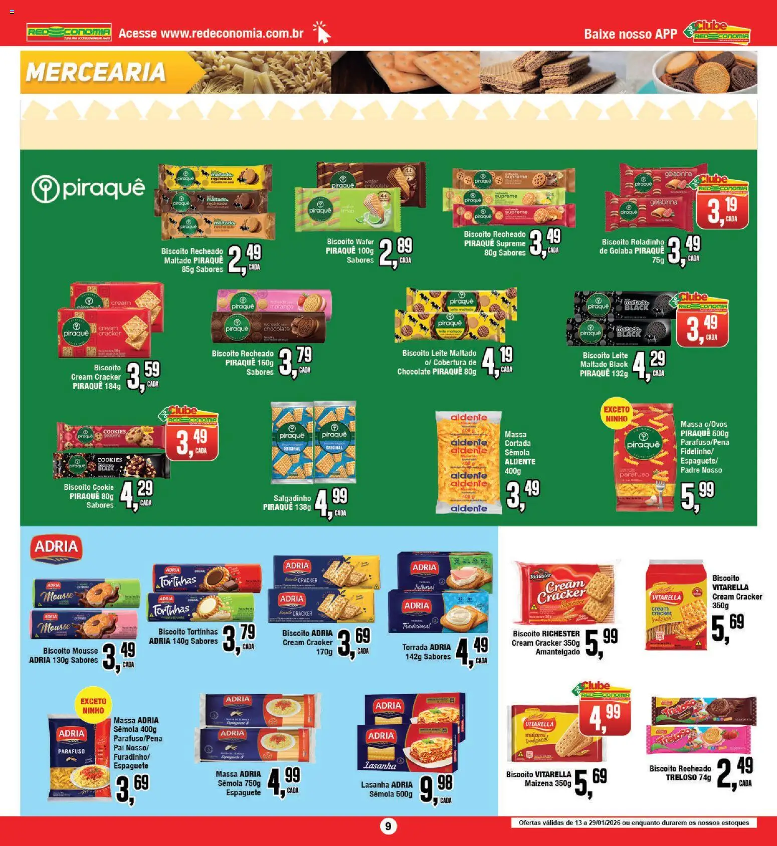 RedEconomia Folheto - válido de 12.01.2026 | Página: 9 | Produtos: Goiaba, Lasanha, Cookies, Cream cracker