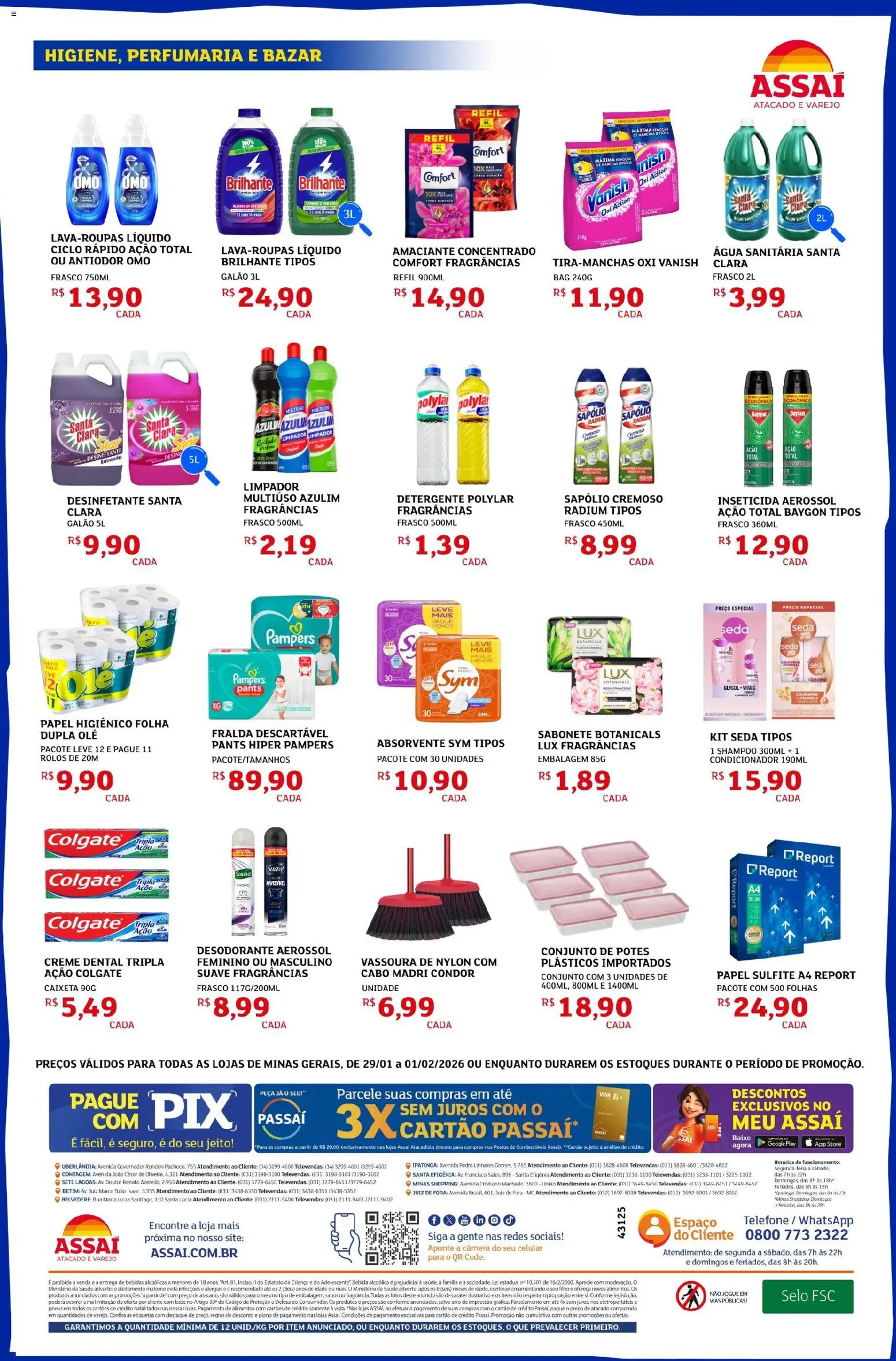 Assaí Atacadista Folheto - válido de 29.01.2026 | Página: 4 | Produtos: Pampers, Bebida, Telefone, Absorvente