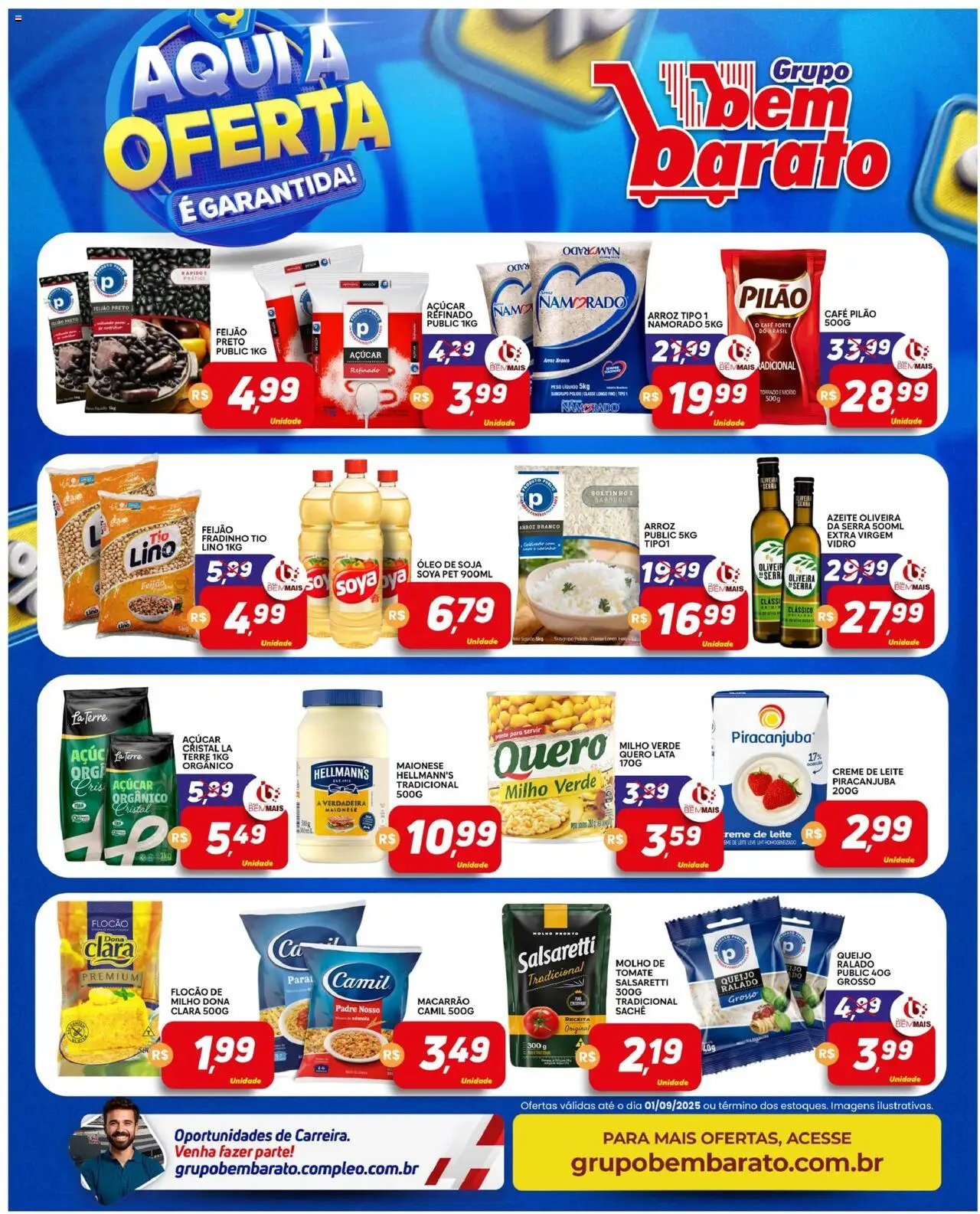 Supermercado Bem Barato Folheto - válido de 26.08.2025 | Página: 2 | Produtos: Leite, Queijo, Café, Creme