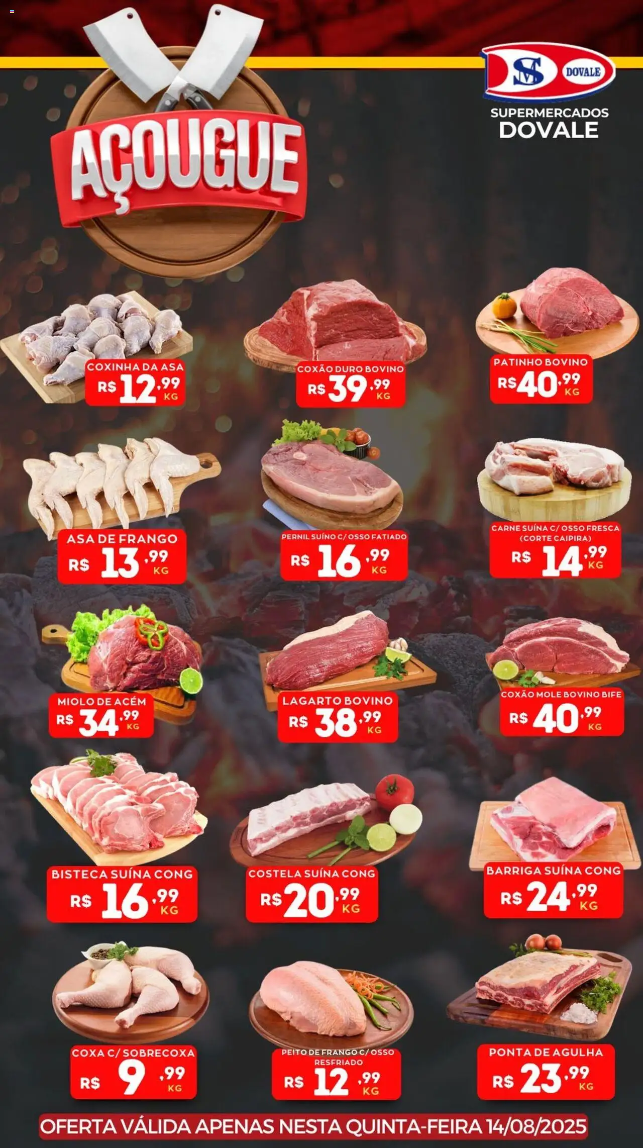 Dovale Folheto - válido de 14.08.2025 | Página: 1 | Produtos: Acém, Asa de frango, Pernil, Peito de frango