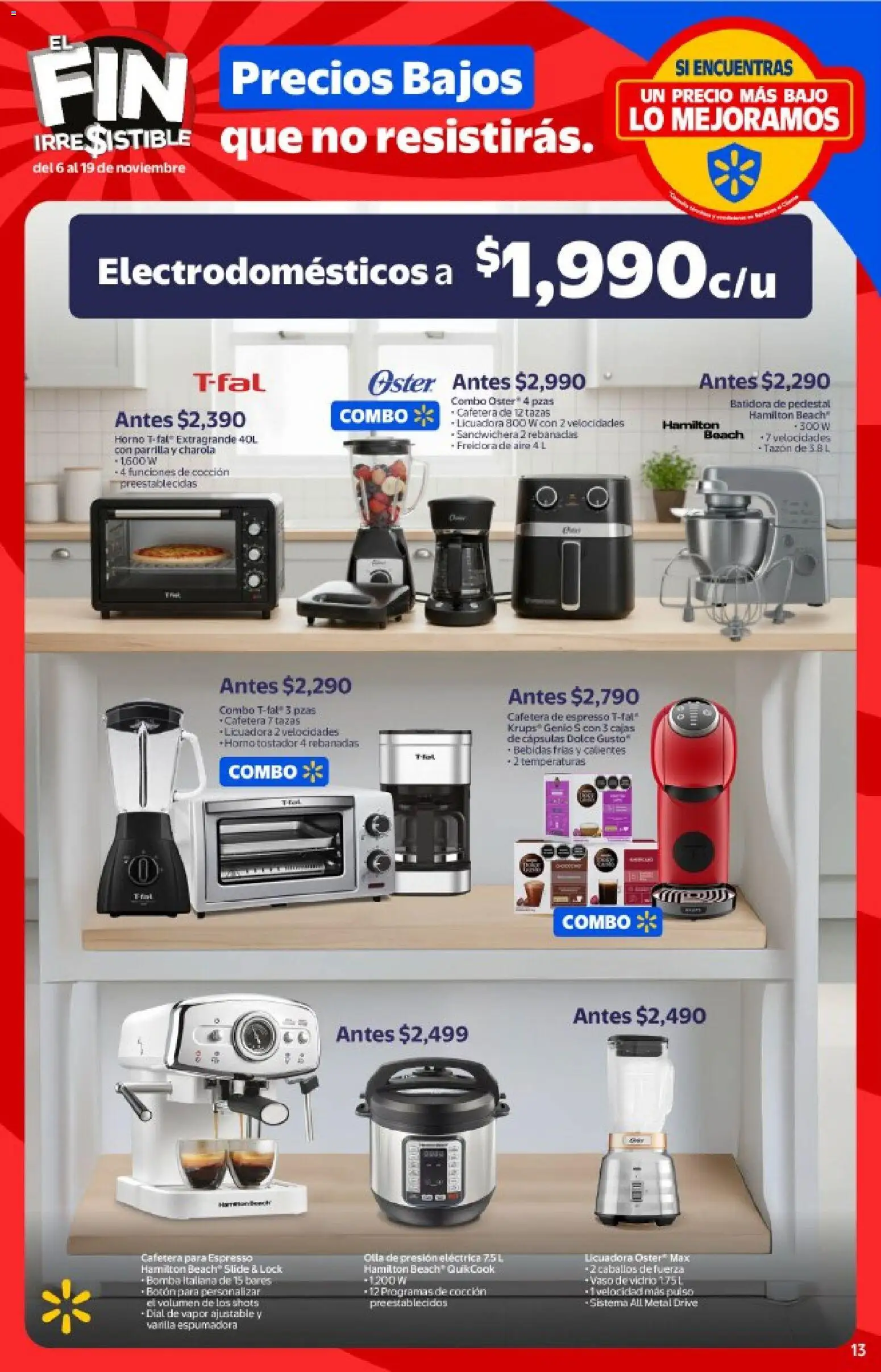 Nuevas ofertas de Walmart válidas en toda la República Mexicana desde el 06.11.2025. ¡Encuentra las mejores ofertas en Walmart Buen Fin ! | Página: 13 | Productos: Freidora de aire, Parrilla, Batidora, Olla
