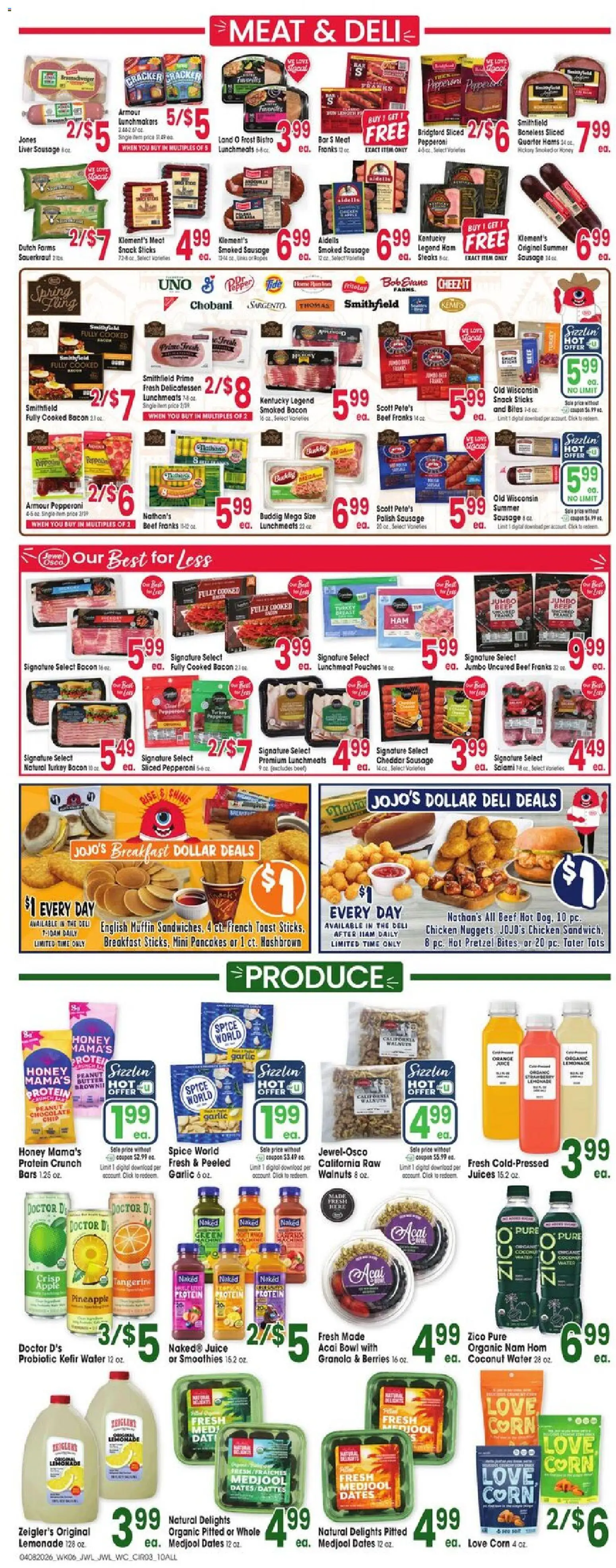 Jewel Osco Weekly Ad - valid from 08.04.2026 | Page: 3 | Products: Medjool Dates, Juice, Pineapple, Garlic
