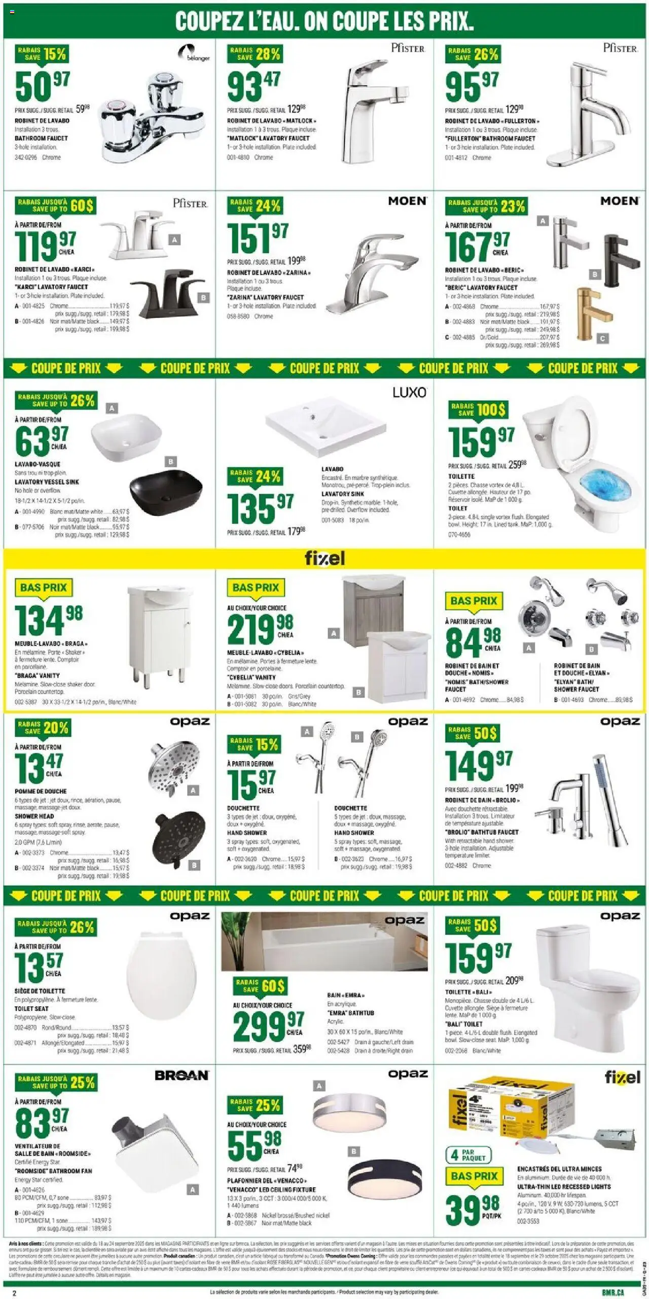 BMR flyer valid from 18.09.2025 | Page: 3 | Products: Fan, Toilette, Shower