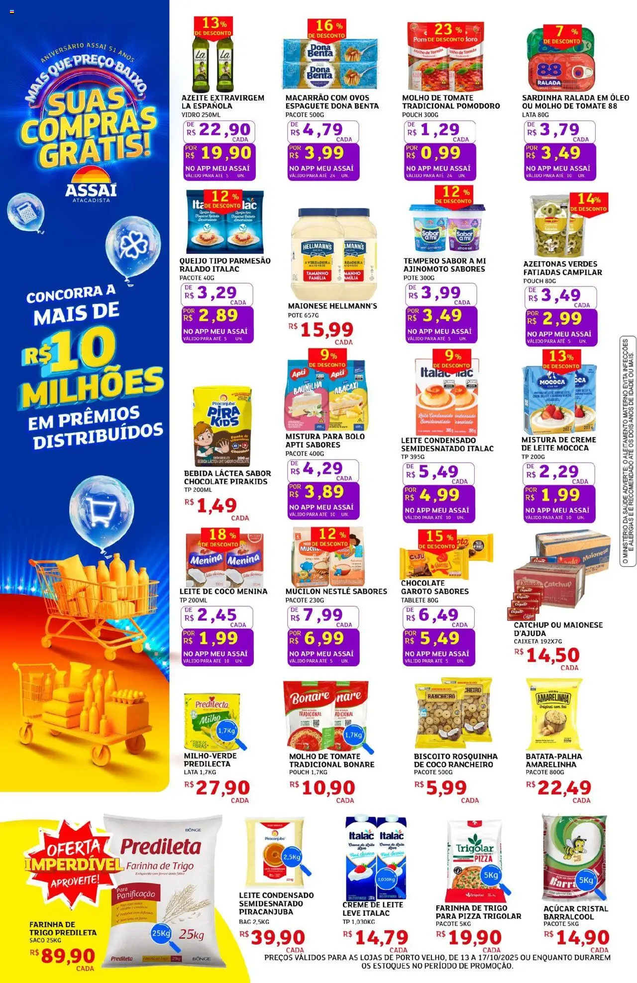 Assaí Atacadista Folheto - válido de 13.10.2025 | Página: 2 | Produtos: Caju, Biscoito, Leite, Macarrão