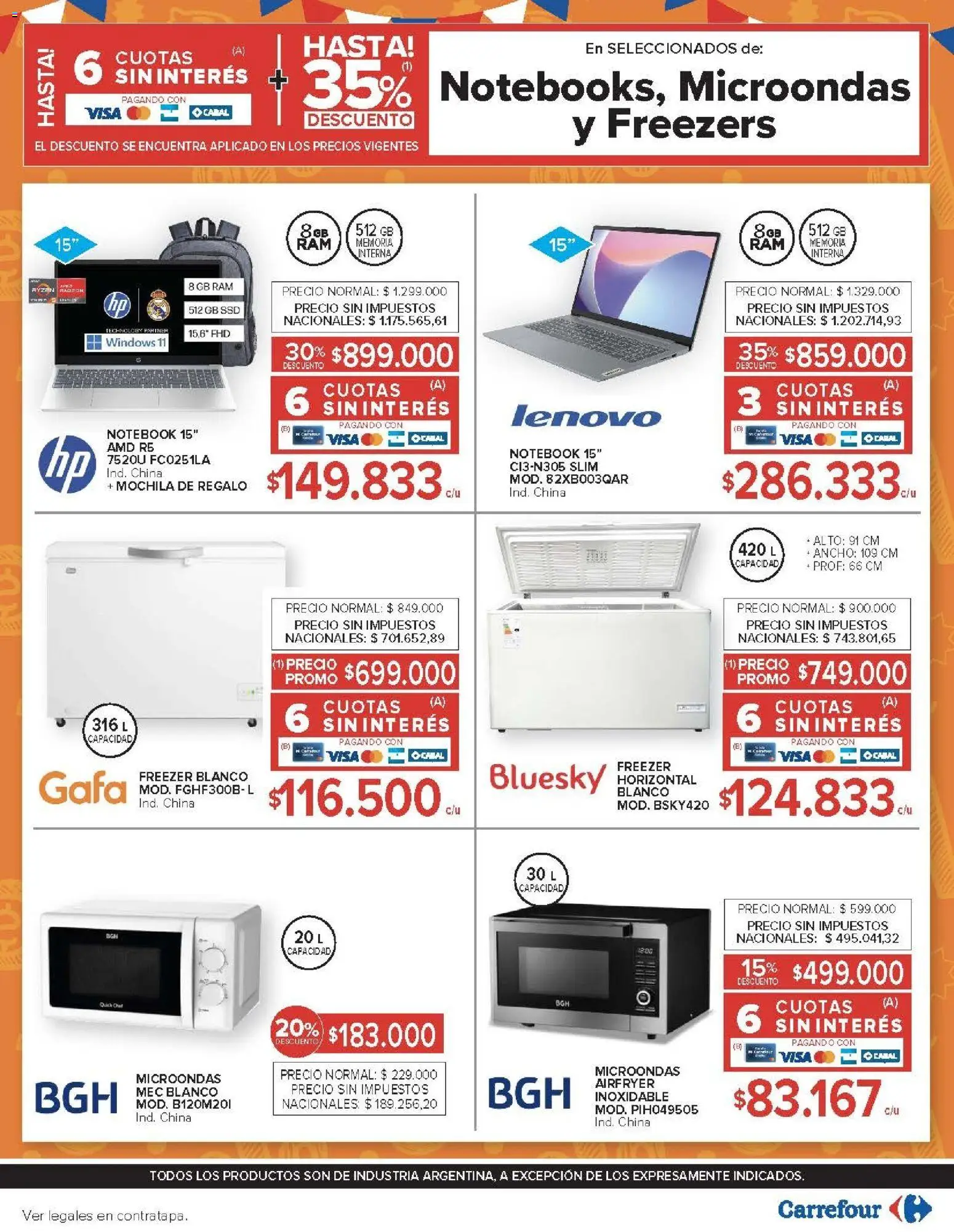 Carrefour ofertas │ válido desde el 20.01.2026 | Página: 30 | Productos: Microondas, Freezer, Notebook, Mochila