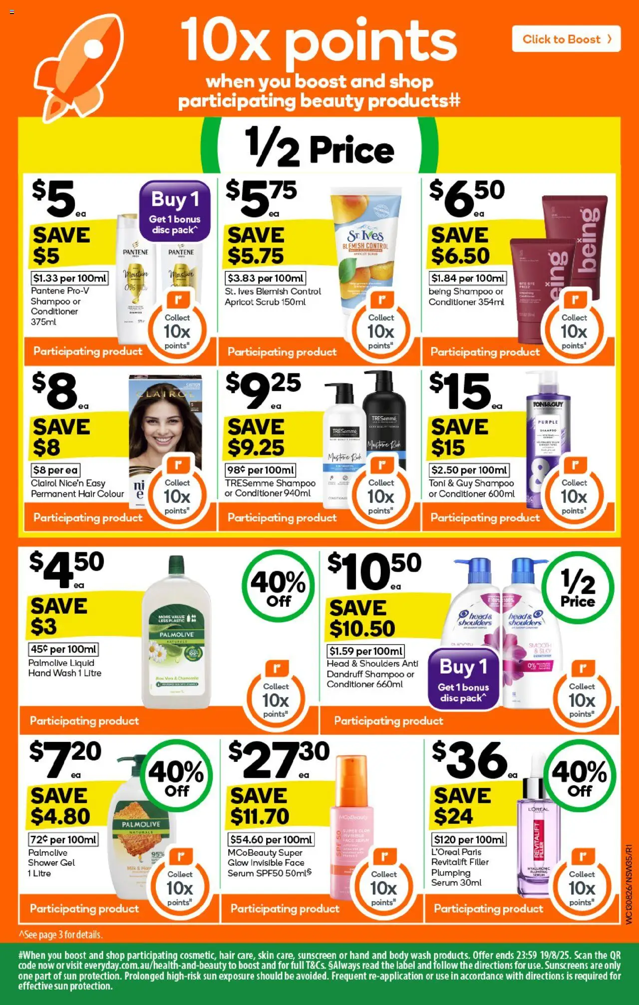 Woolworths catalogue - valid from 13.08.2025 | Page: 35 | Products: Shampoo, Hair colour, Sunscreen, Scale