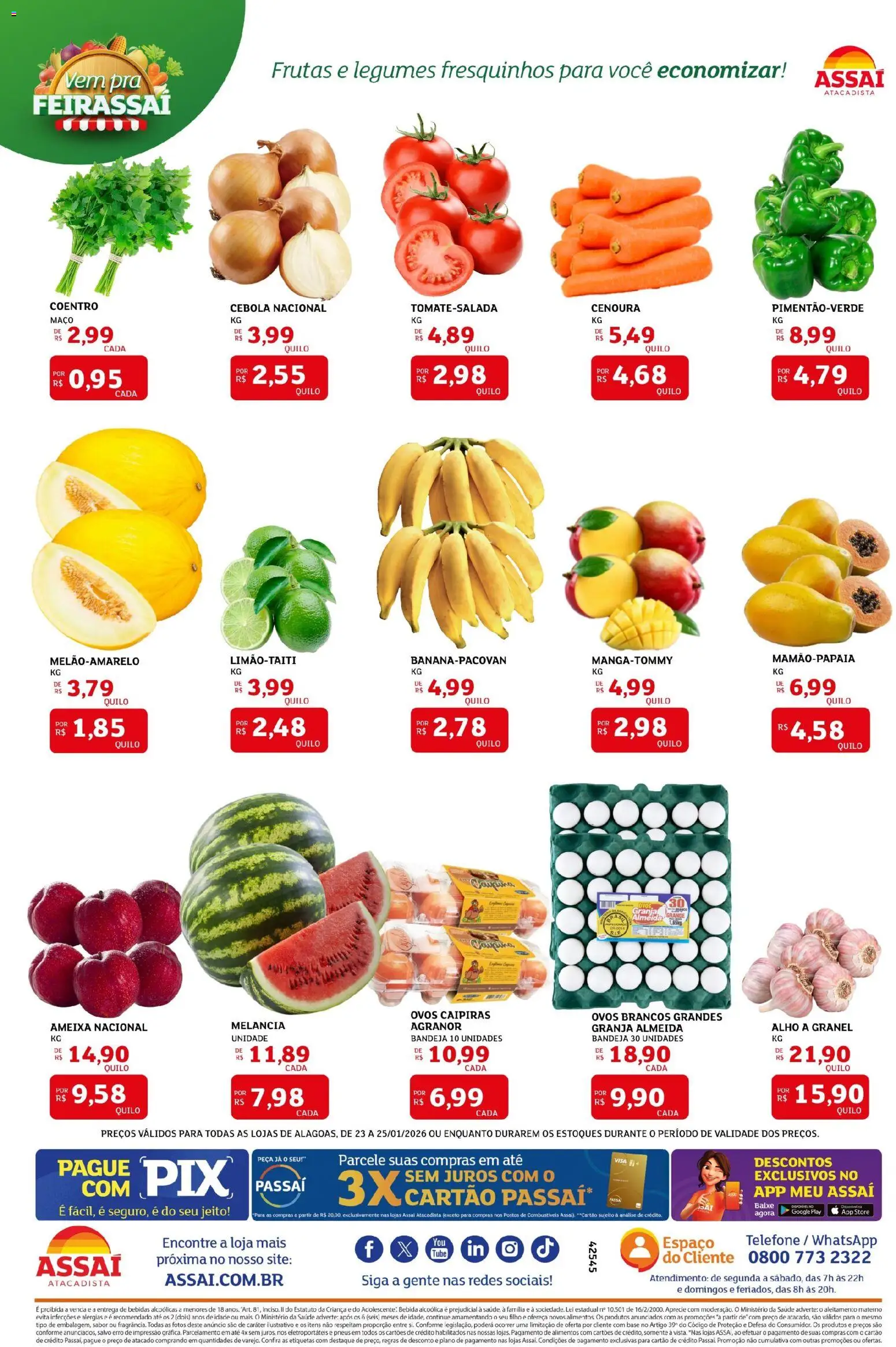 Assaí Atacadista Folheto - válido de 23.01.2026 | Página: 3 | Produtos: Alho, Cenoura, Bandeja, Ameixa