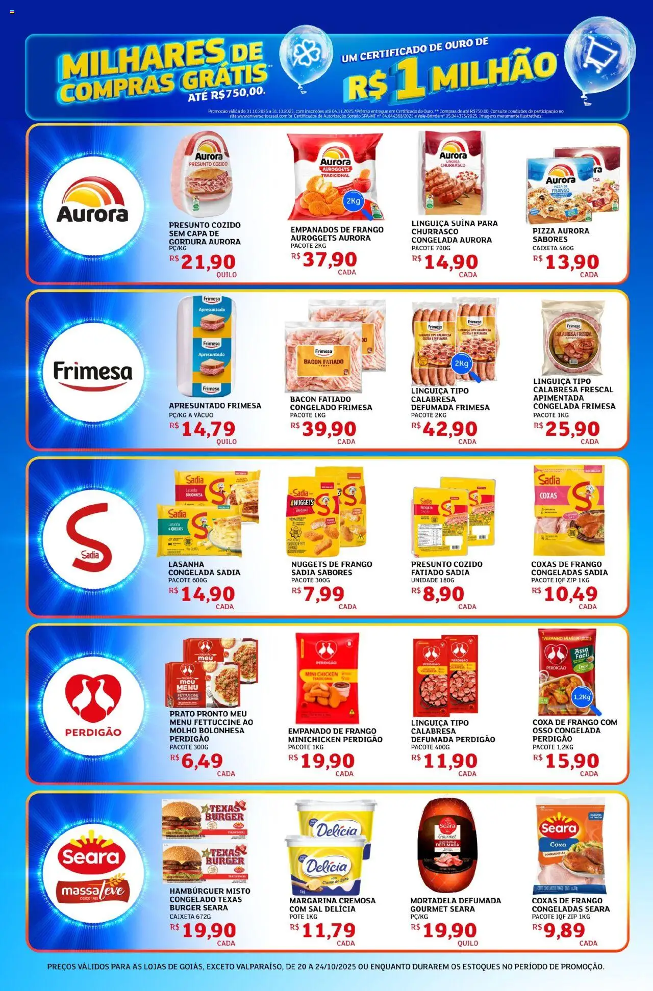 Assaí Atacadista Folheto - válido de 20.10.2025 | Página: 2 | Produtos: Linguiça, Presunto, Mortadela, Margarina