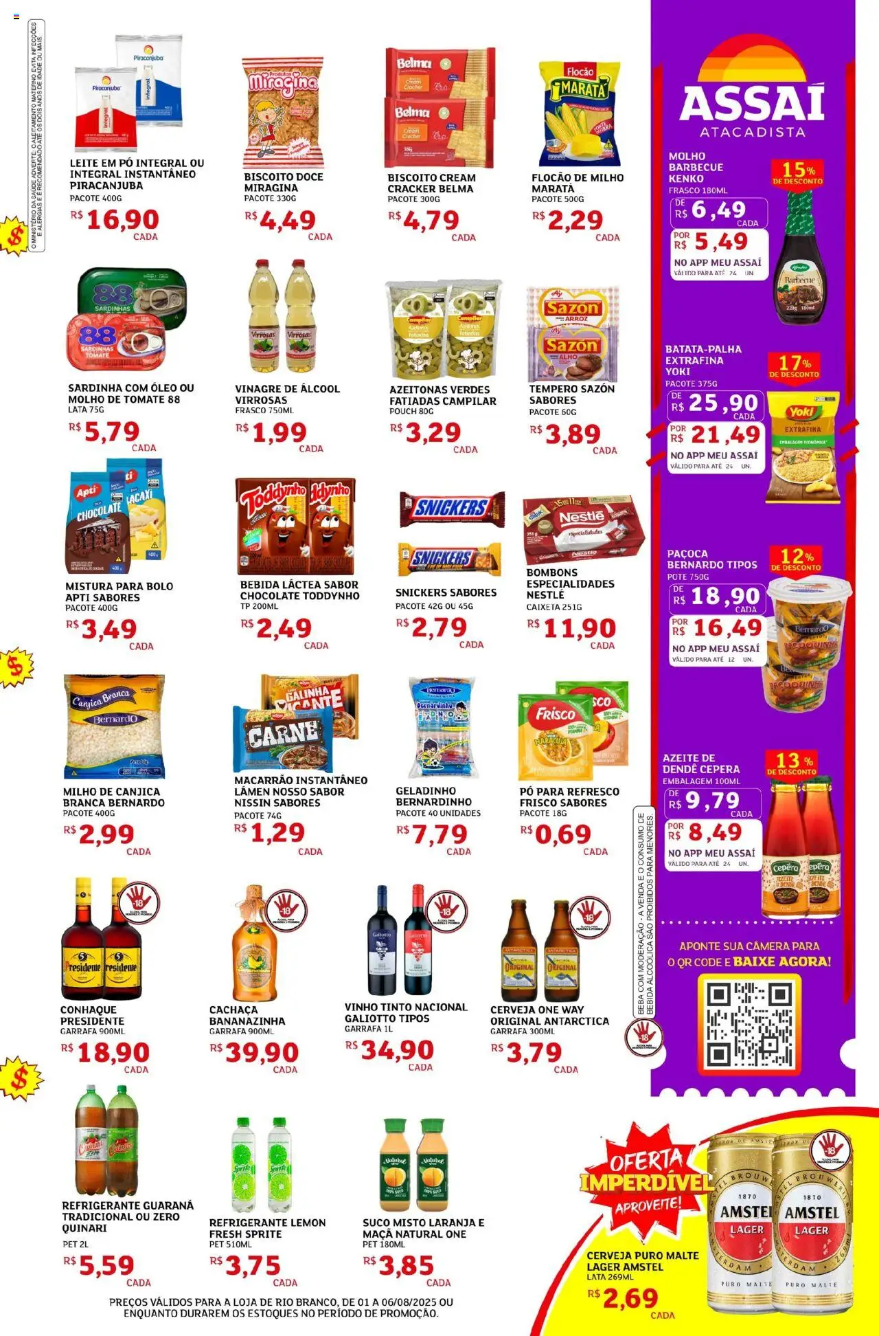 Assaí Atacadista Folheto - válido de 01.08.2025 | Página: 3 | Produtos: Azeitonas, Guaraná, Conhaque, Chocolate