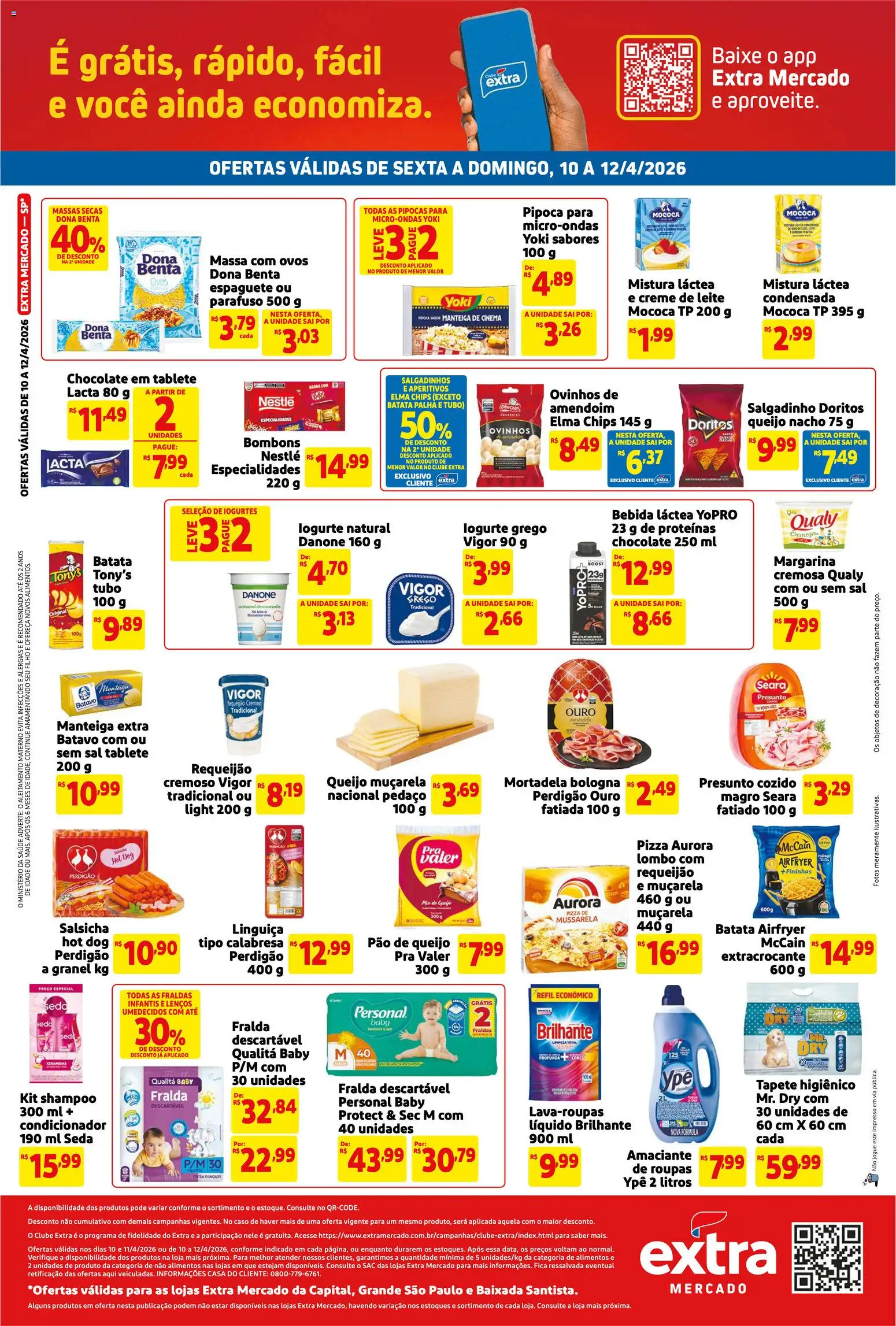 Extra Folheto - válido de 10.04.2026 | Página: 2 | Produtos: Manteiga, Muçarela, Fraldas, Sal