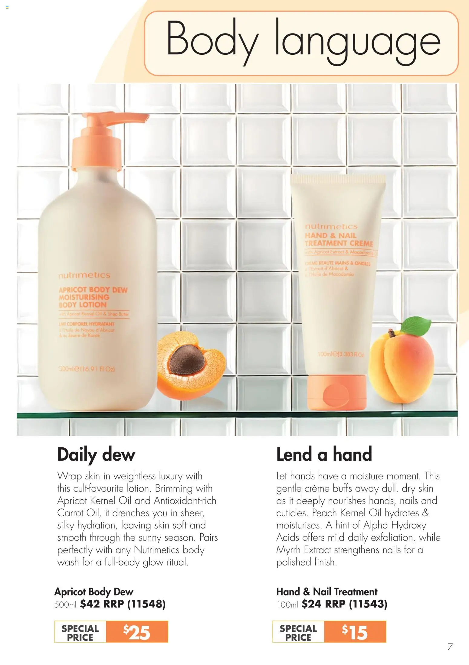 Nutrimetics catalogue - valid from 01.01.2026 | Page: 7 | Products: Oil, Lotion, Body lotion, Nail treatment