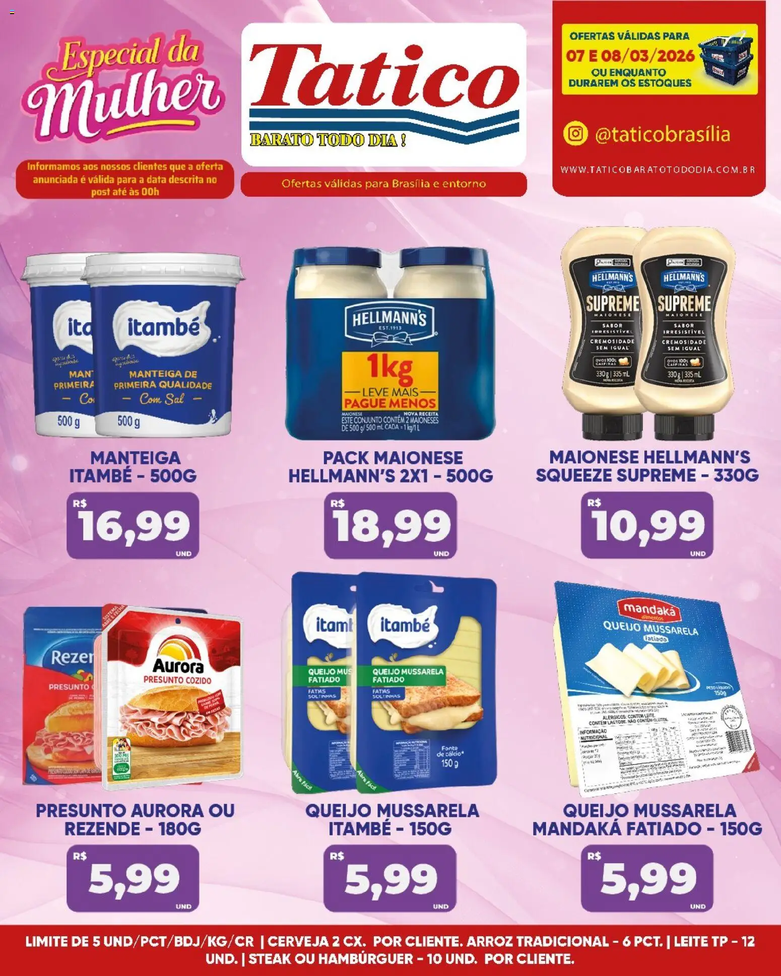 Tatico Folheto - válido de 07.03.2026 | Página: 9 | Produtos: Manteiga, Arroz, Sal, Mussarela